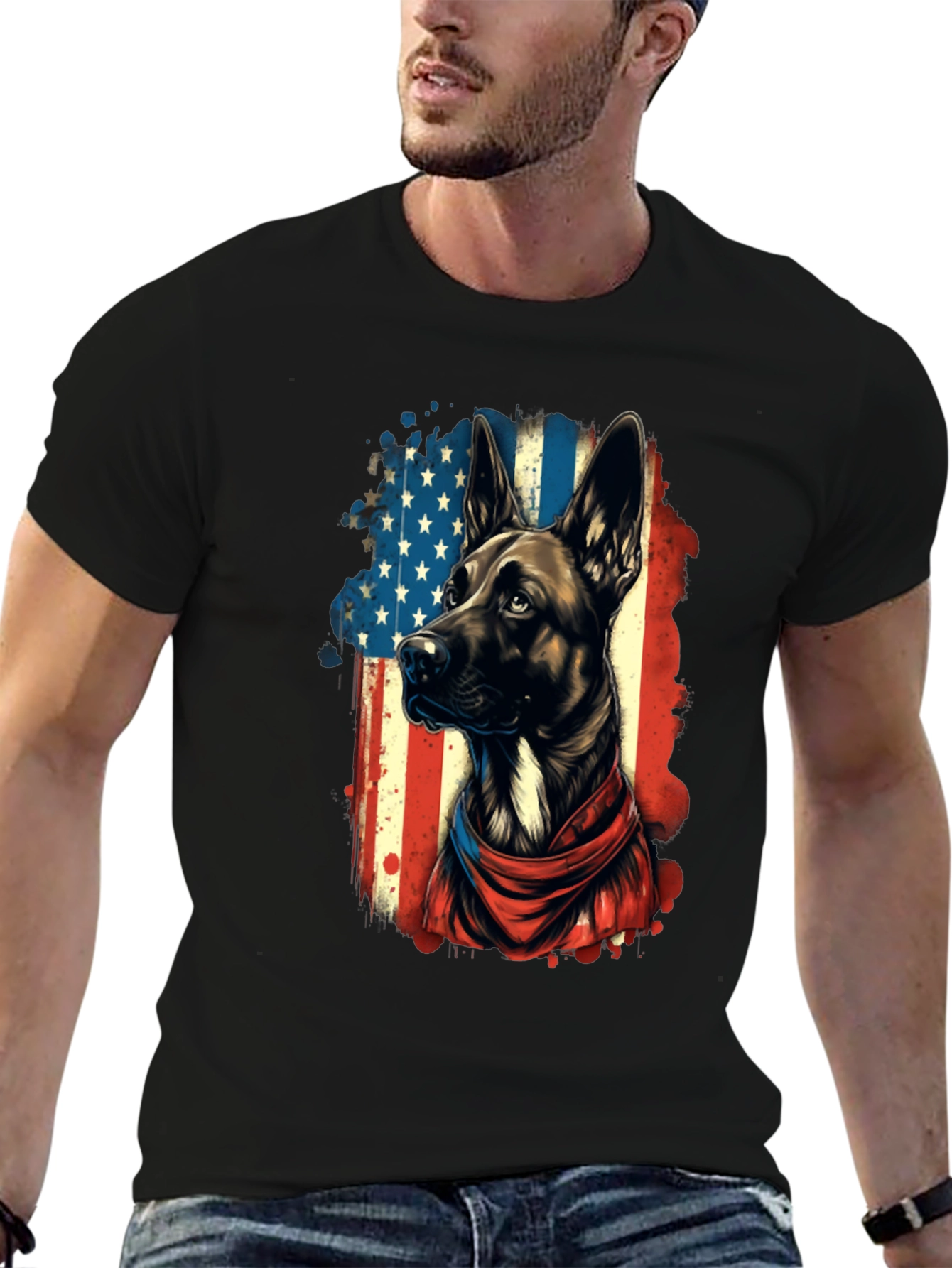 Black Patriotic Dog T-Shirt view 6