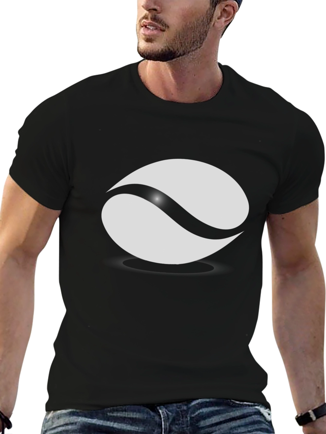 Black Black T-Shirt with Abstract Graphic view 6
