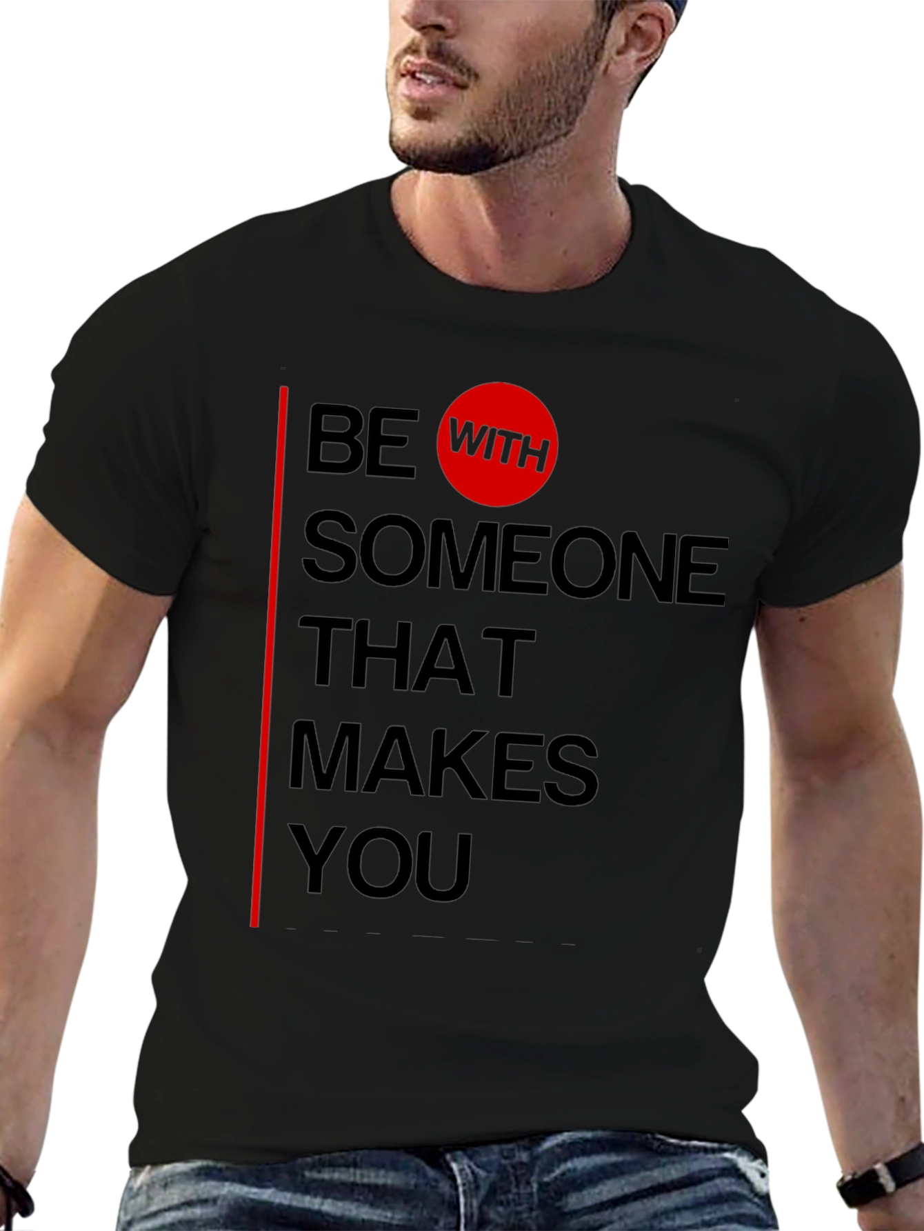 Black Be With Someone T-Shirt - Black Graphic Tee view 6