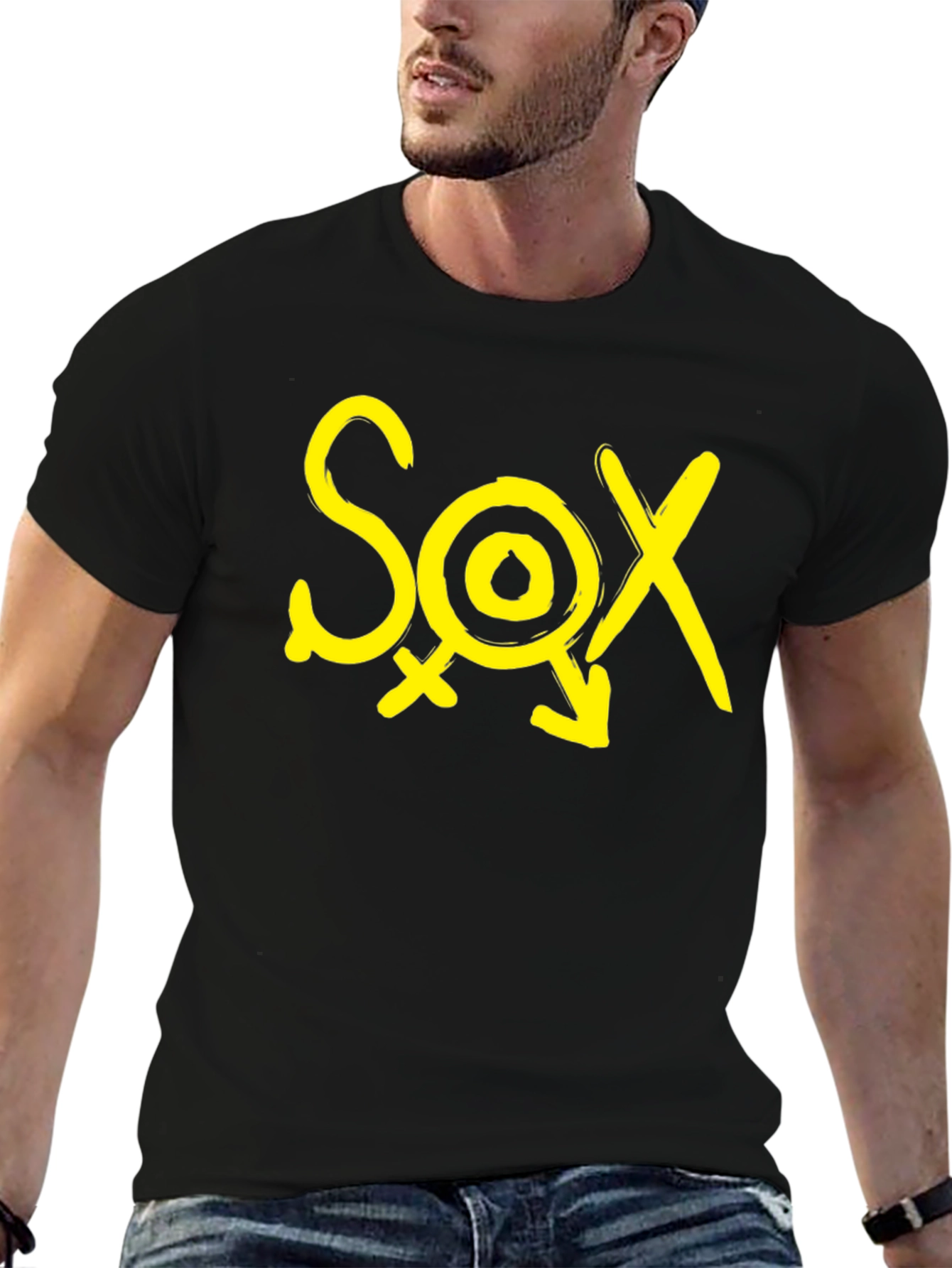 Black Black T-Shirt - SOX Yellow Graphic Print view 6