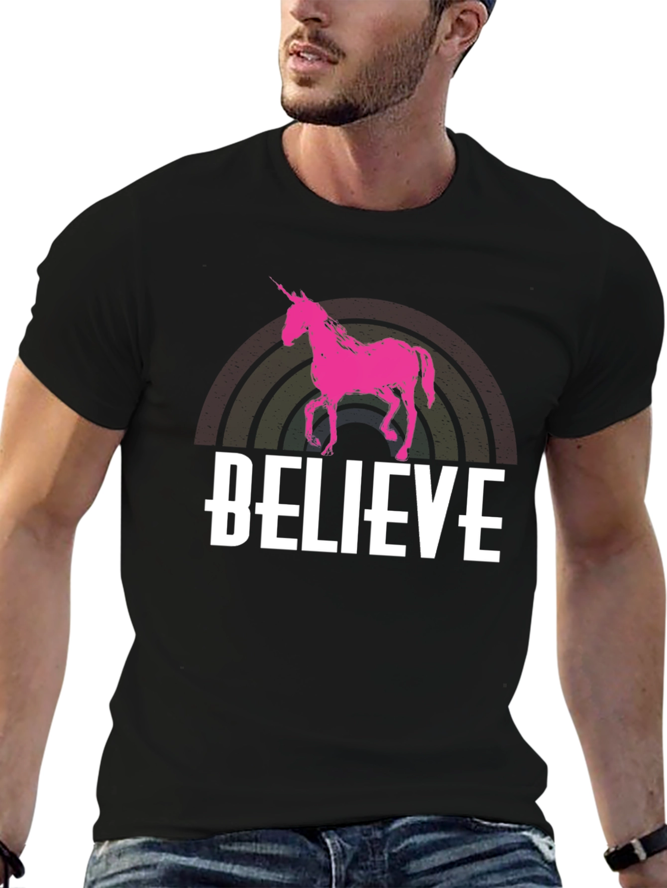 Black Believe Unicorn Graphic T-Shirt view 6