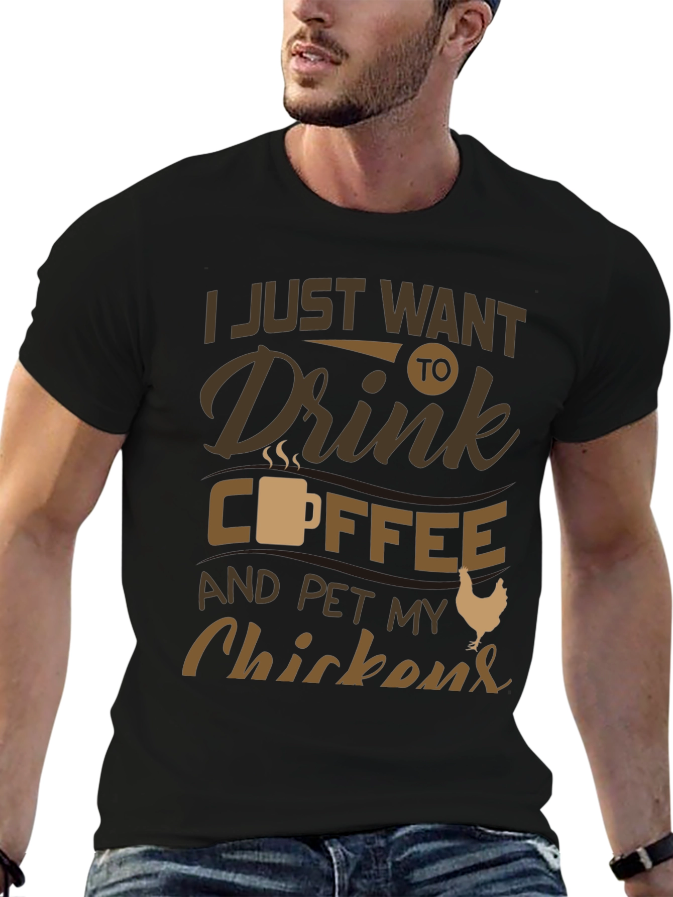 Black Coffee & Chickens Graphic T-Shirt - Relaxed Fit view 6