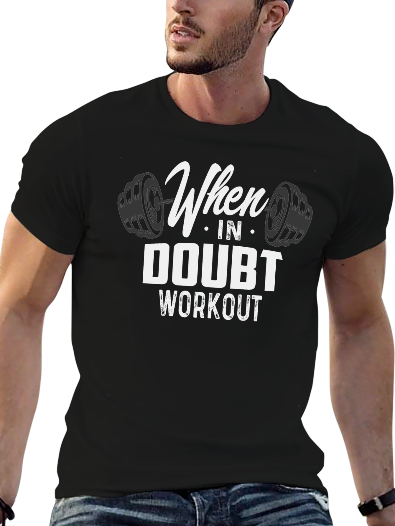 Black When In Doubt Workout T-Shirt - Gym Motivation view 6