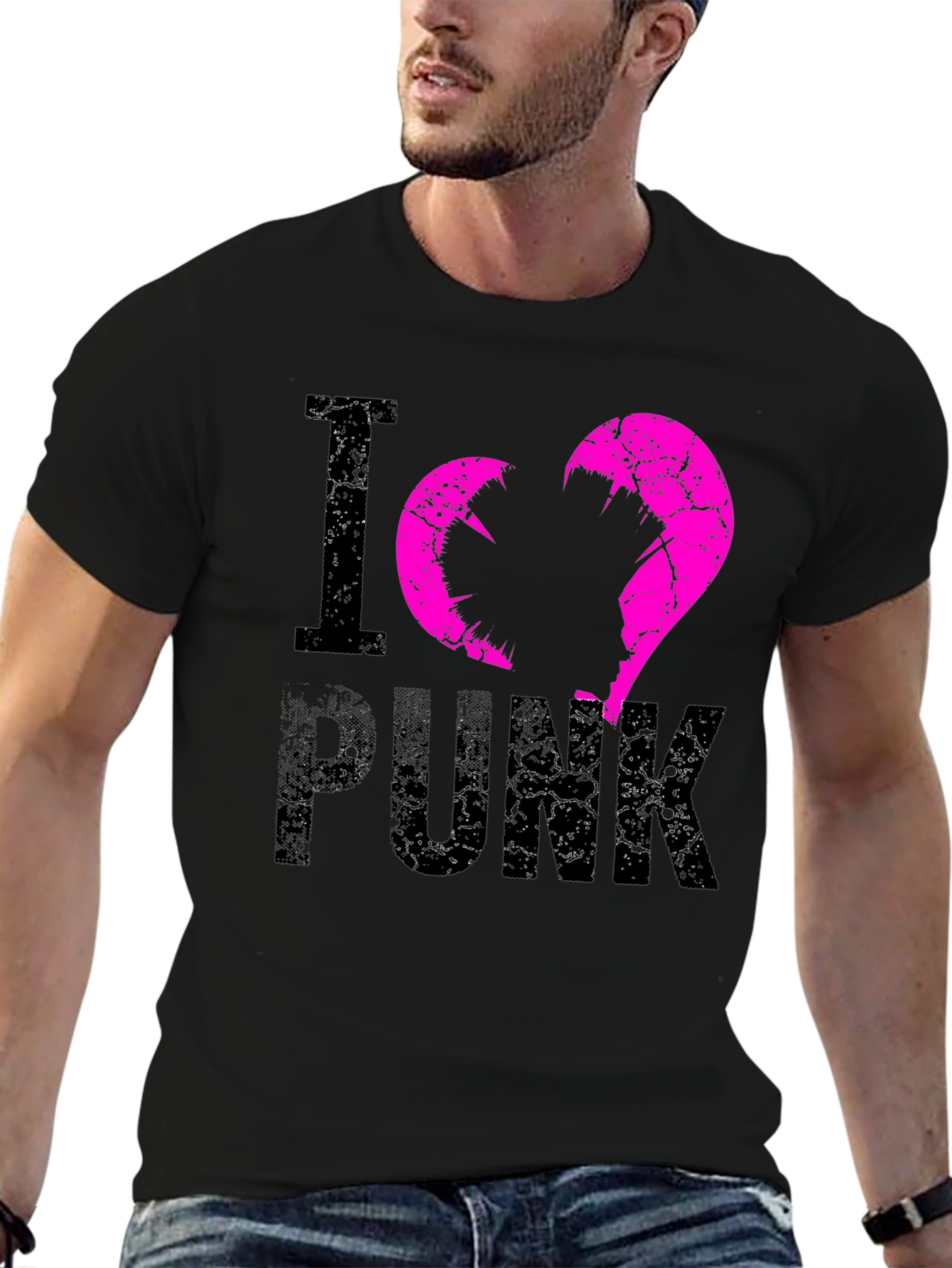 Black I Love Punk Graphic Tee - Edgy Streetwear view 6