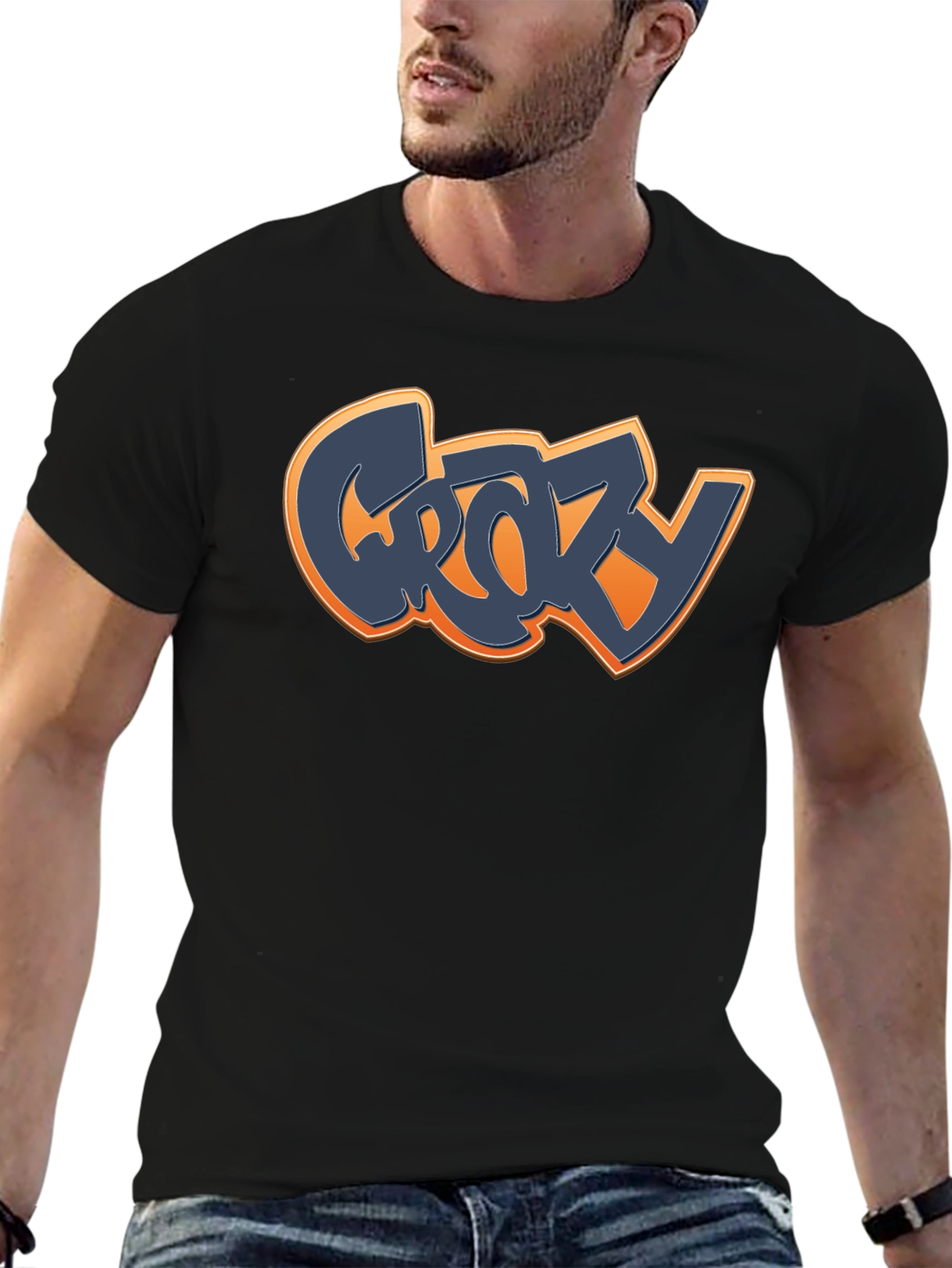 Black Crazy Graphic T-Shirt - Black Crew Neck Tee view 6