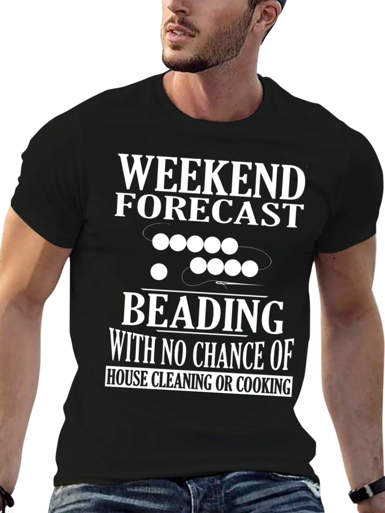 Black Beading Weekend Forecast T-Shirt view 6