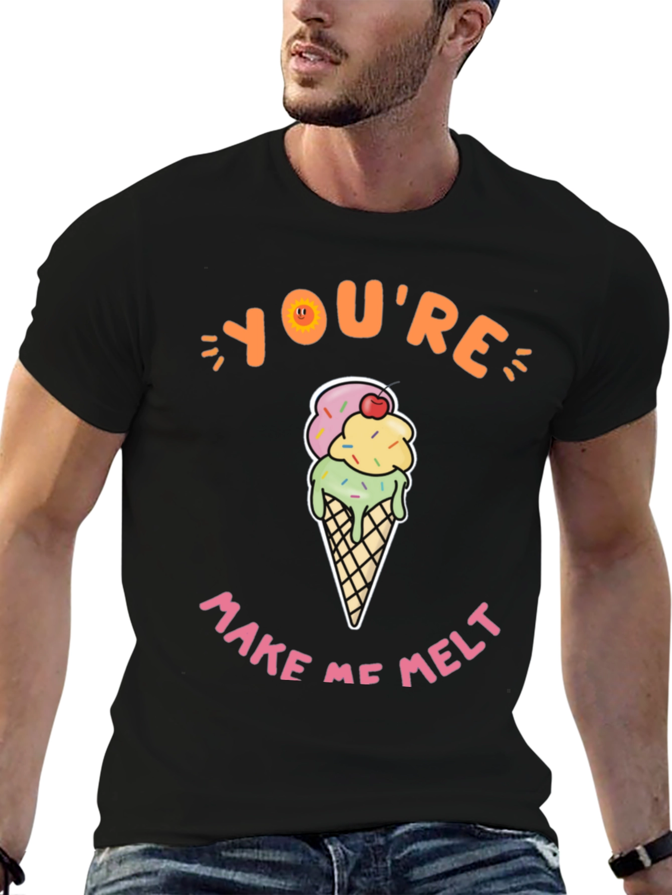 Black You're Make Me Melt Ice Cream Graphic Tee view 6