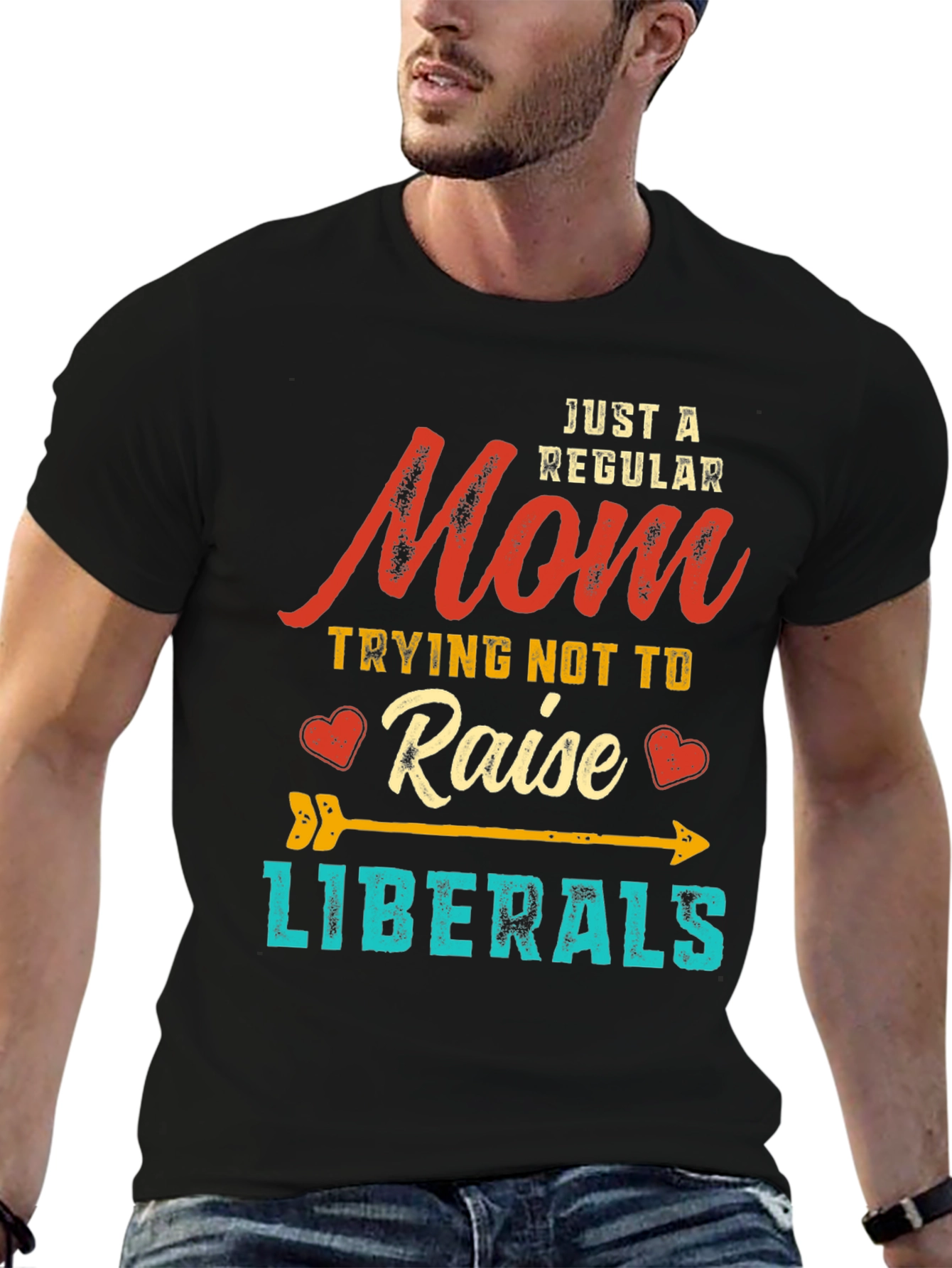 Black Mom Trying Not to Raise Liberals Graphic T-Shirt view 6