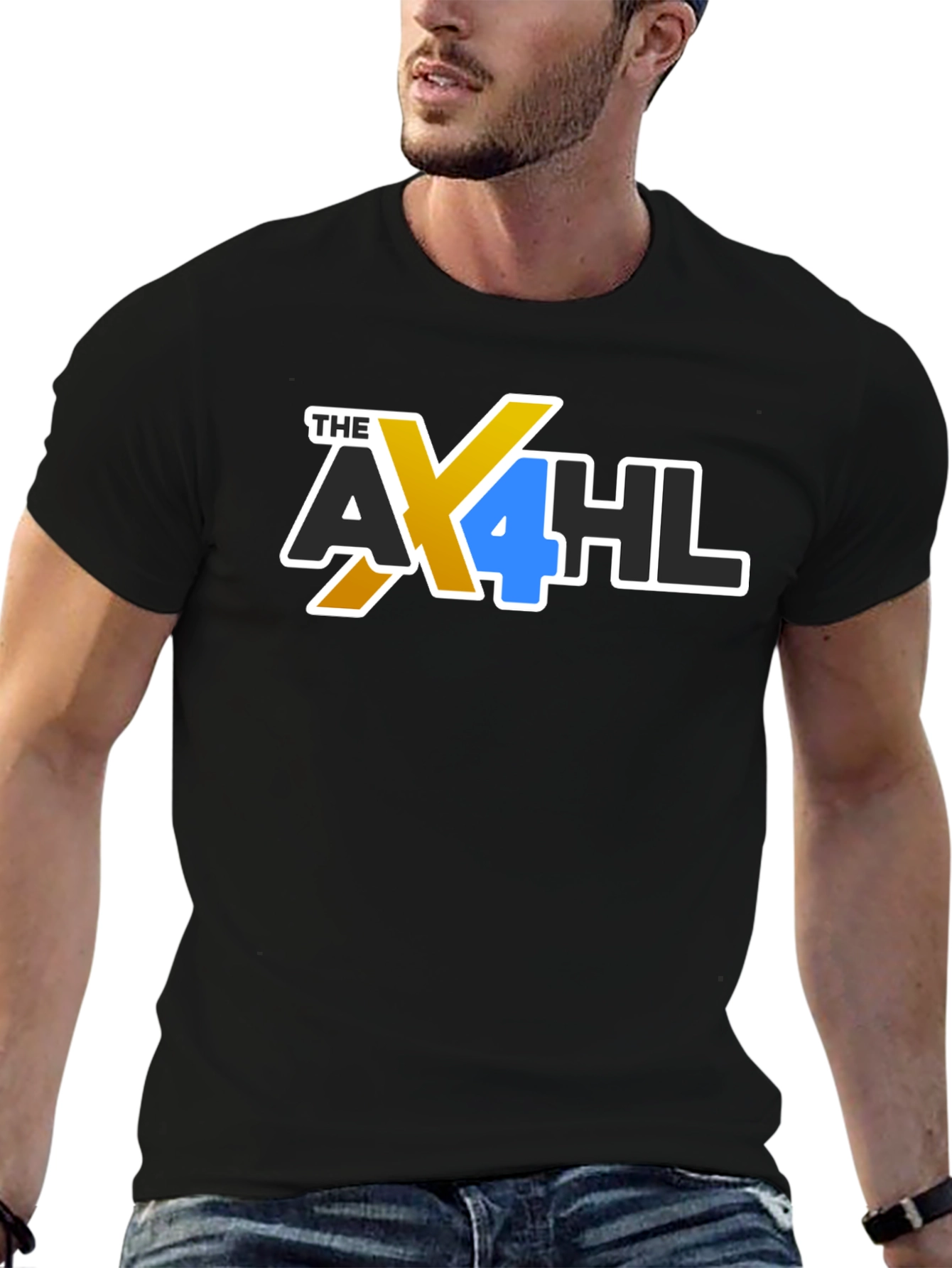 Black AX4HL Black Graphic Tee - Men's Stylish Casual T-Shirt view 6
