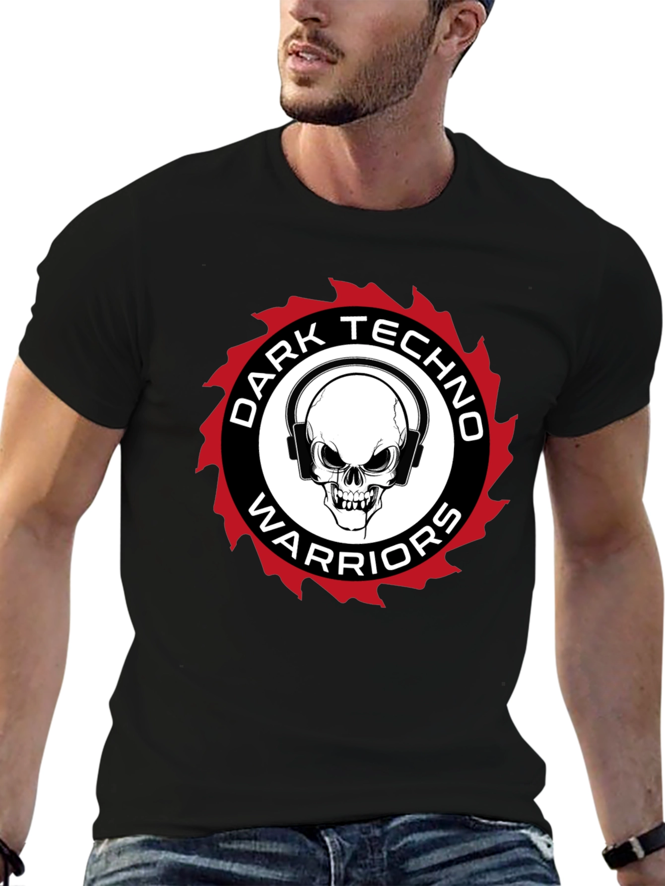 Black Dark Techno Warriors Graphic Tee view 6