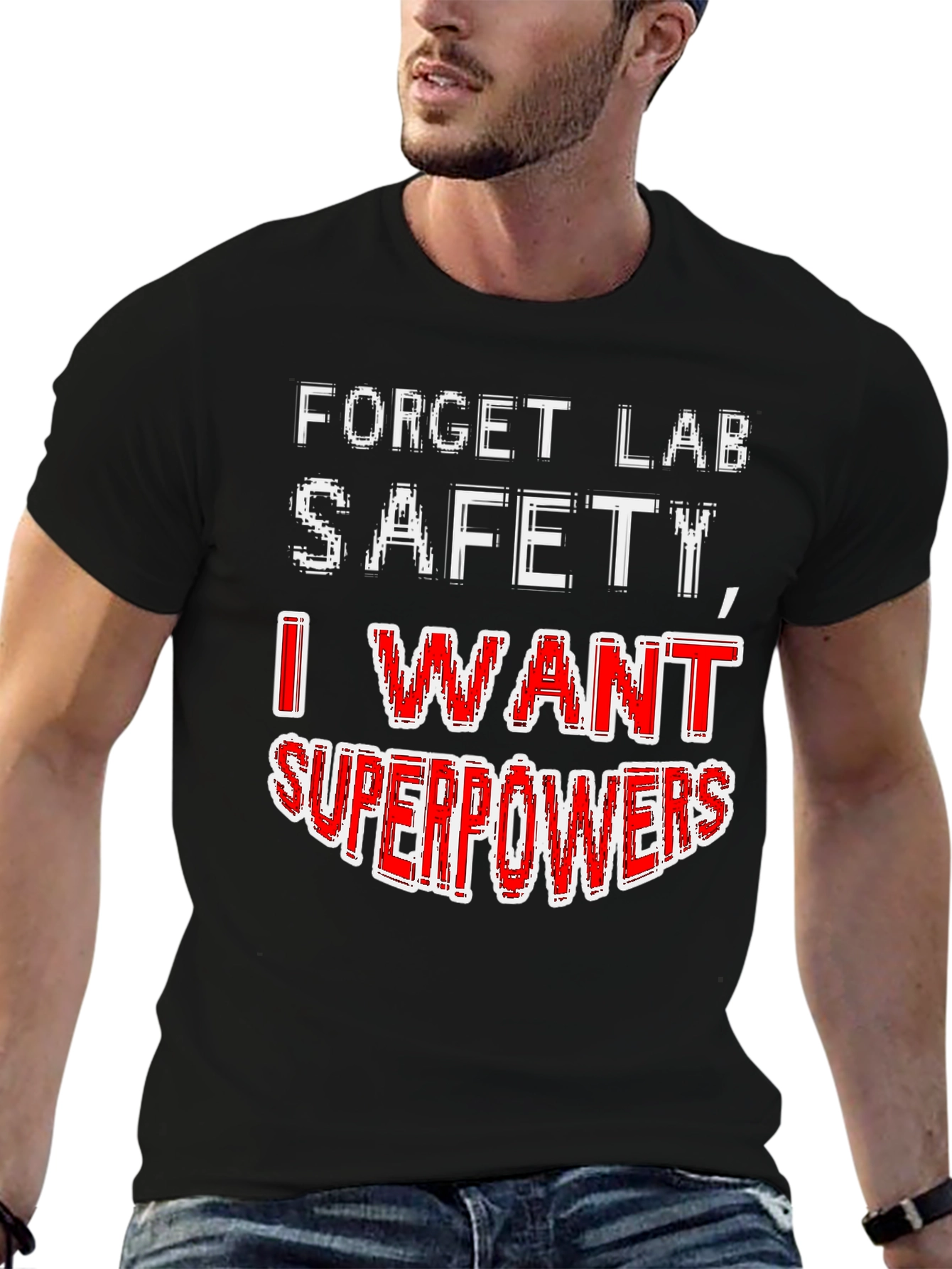 Black Forget Lab Safety Superpowers T-Shirt view 6