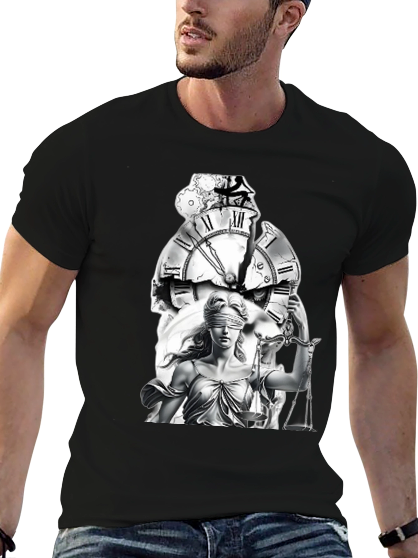 Black Justice & Time Graphic Tee - Unisex view 6