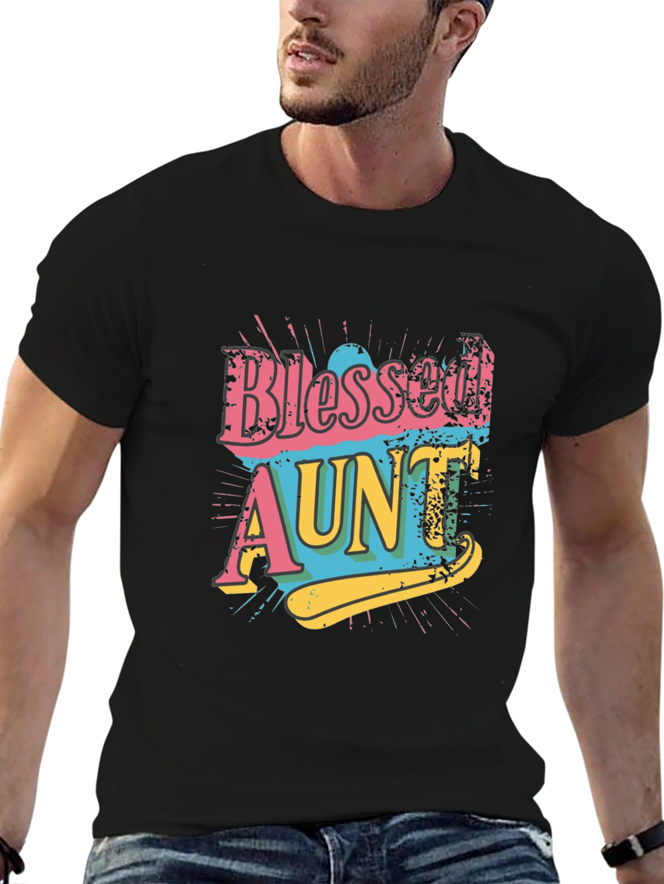 Black Blessed Aunt Graphic Tee - Trendy Family Apparel view 6