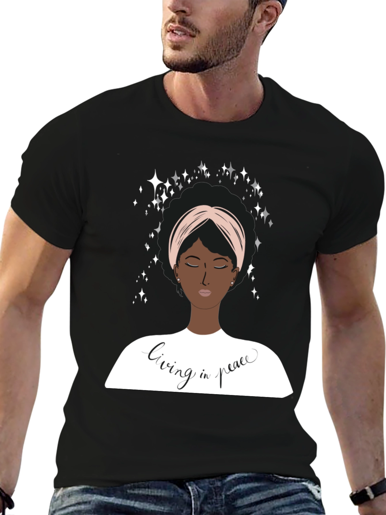 Black Living In Peace Graphic T-Shirt view 6