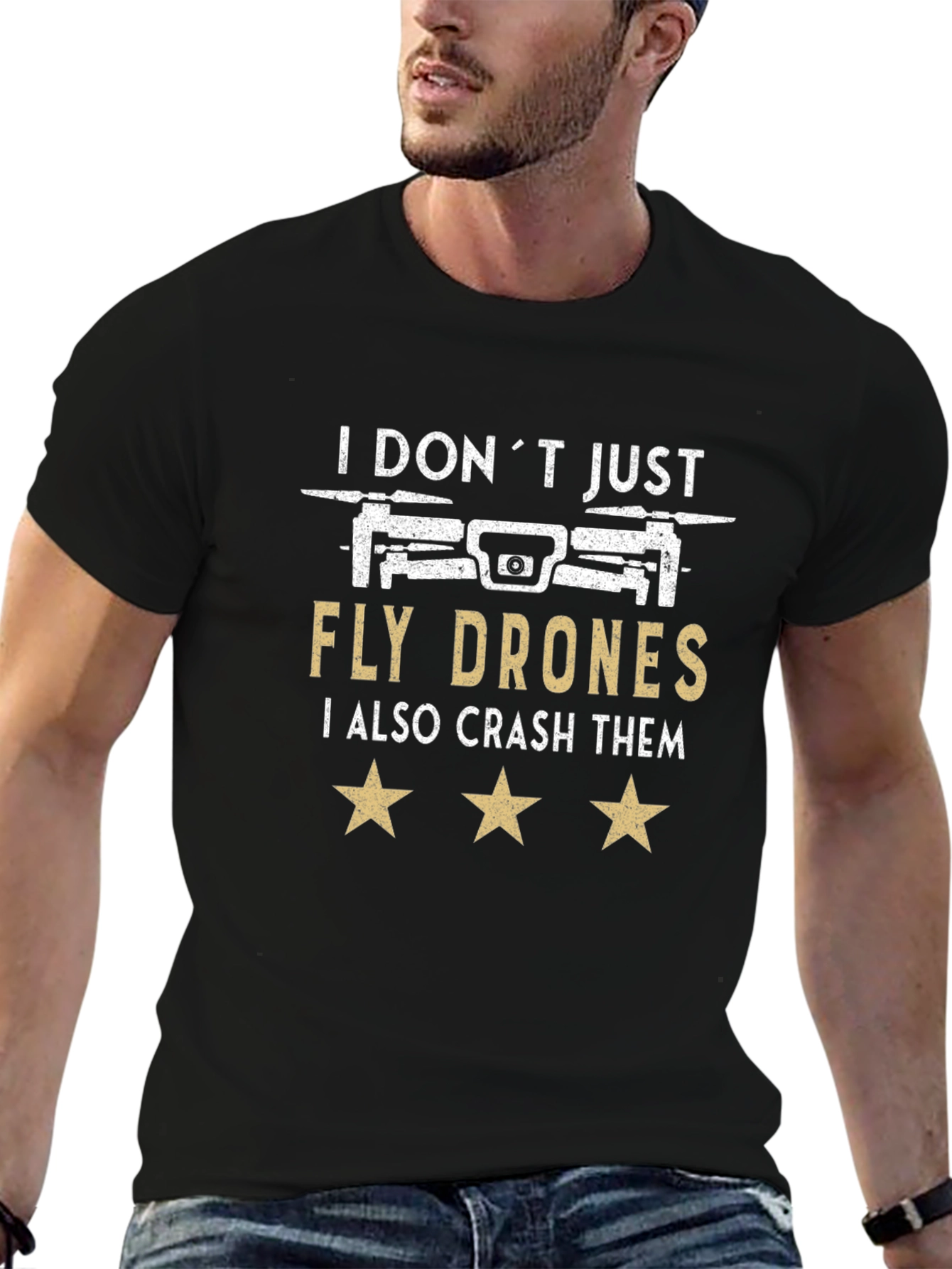 Black I Don't Just Fly Drones T-Shirt view 6