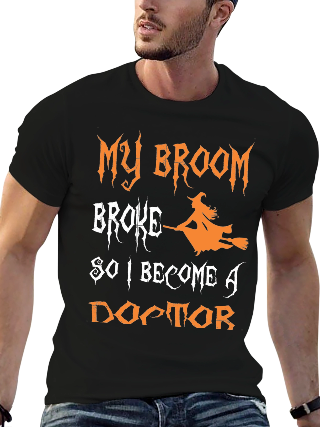 Black Funny Halloween Witch Doctor T-Shirt view 6