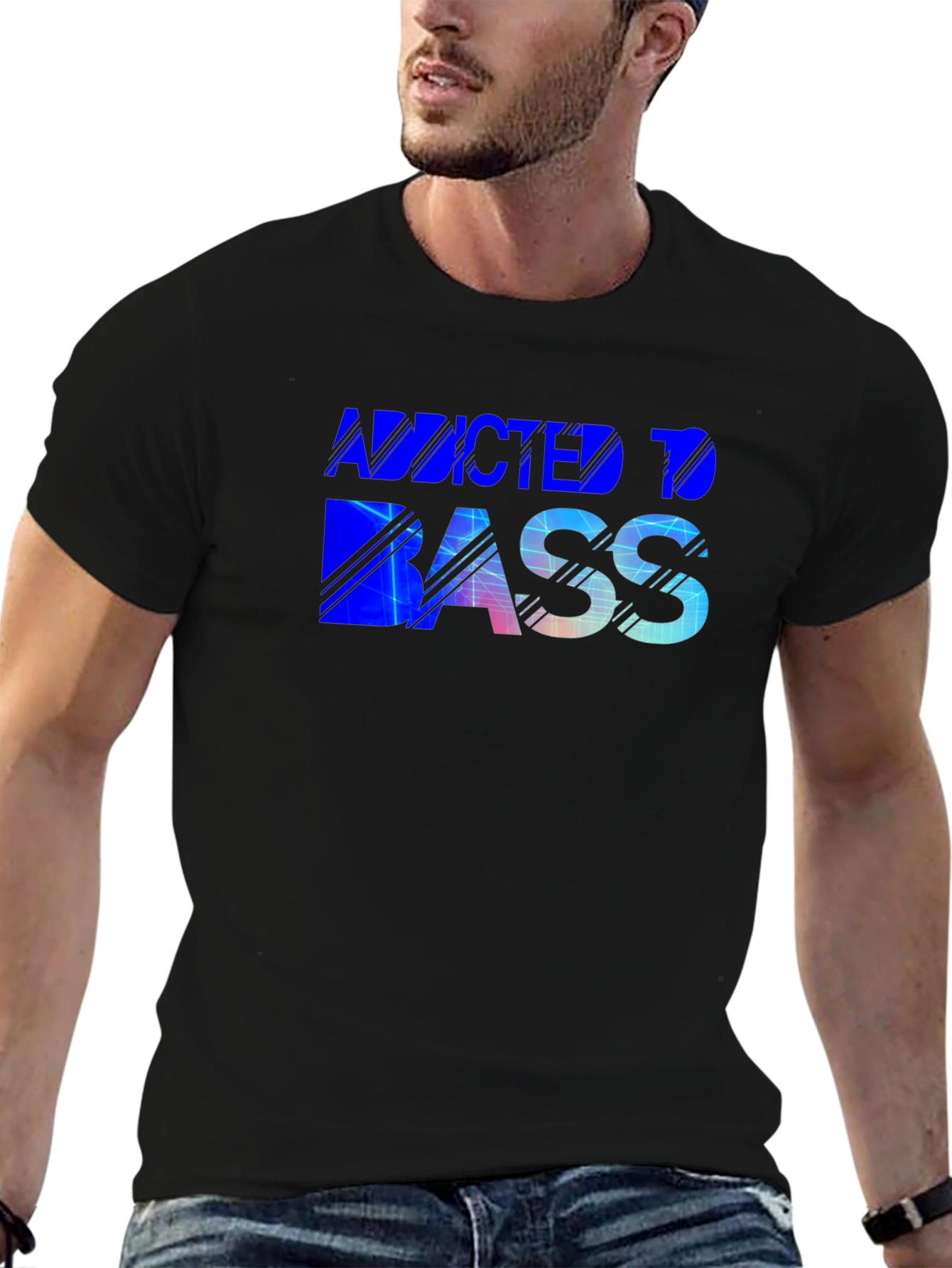 Black Addicted To Bass Graphic Tee view 6