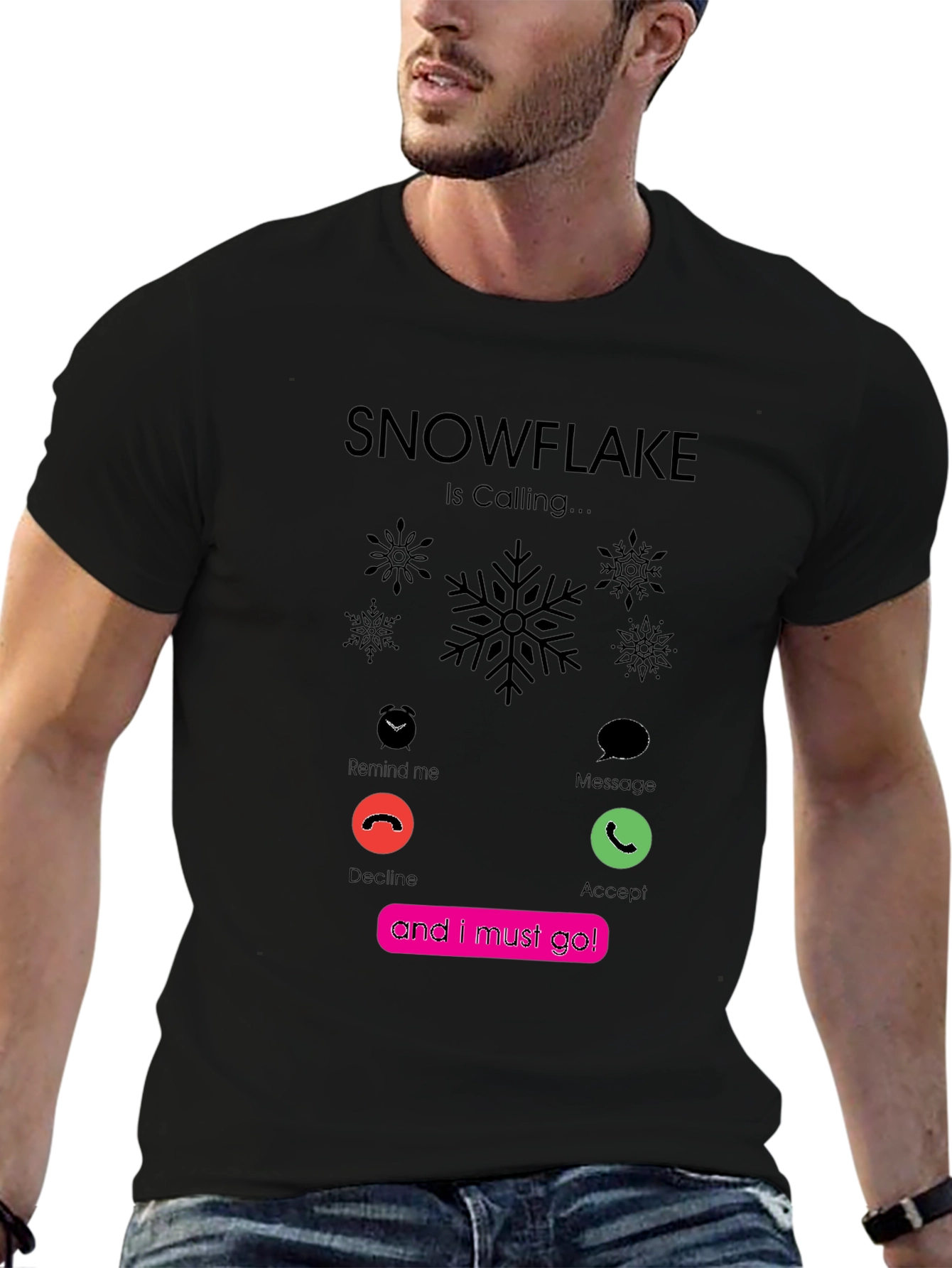Black Snowflake Is Calling T-Shirt - Trendy Graphic Tee view 6
