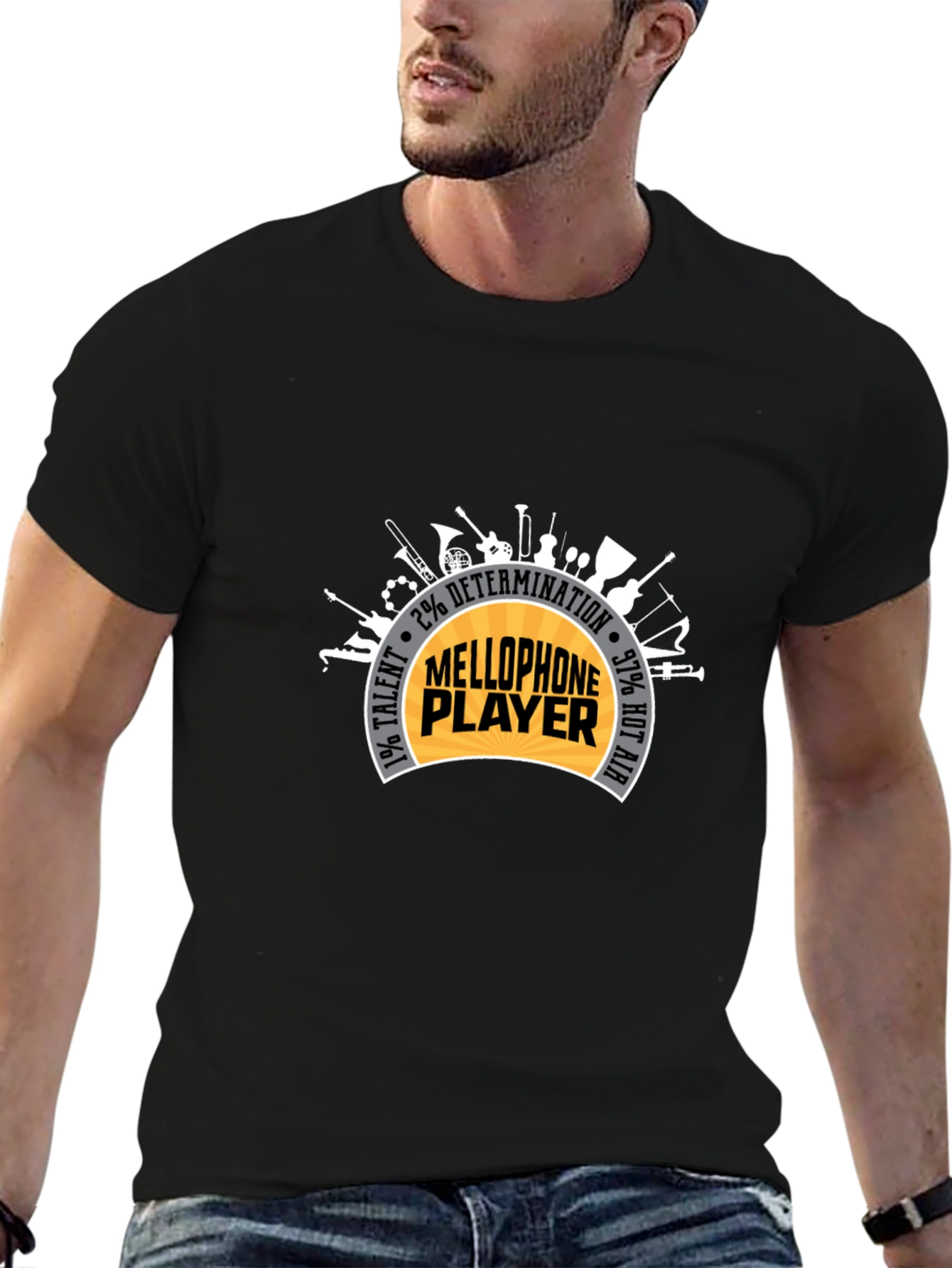 Black Mellophone Player Instrument Graphic T-Shirt view 6