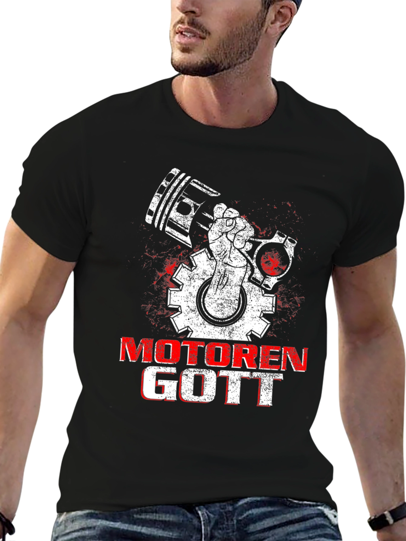 Black Motoren Gott Black T-Shirt - Engine Lover view 6