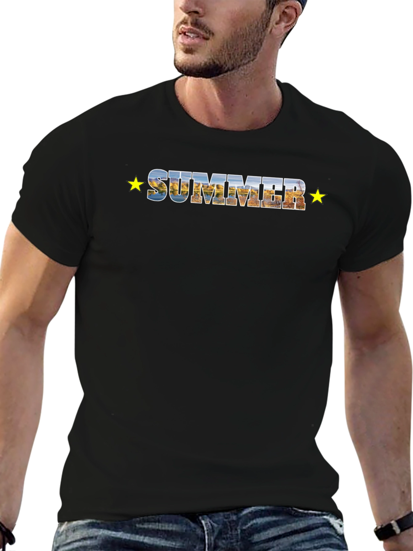 Black Summer Scenic Graphic Tee - Stylish Comfort view 6