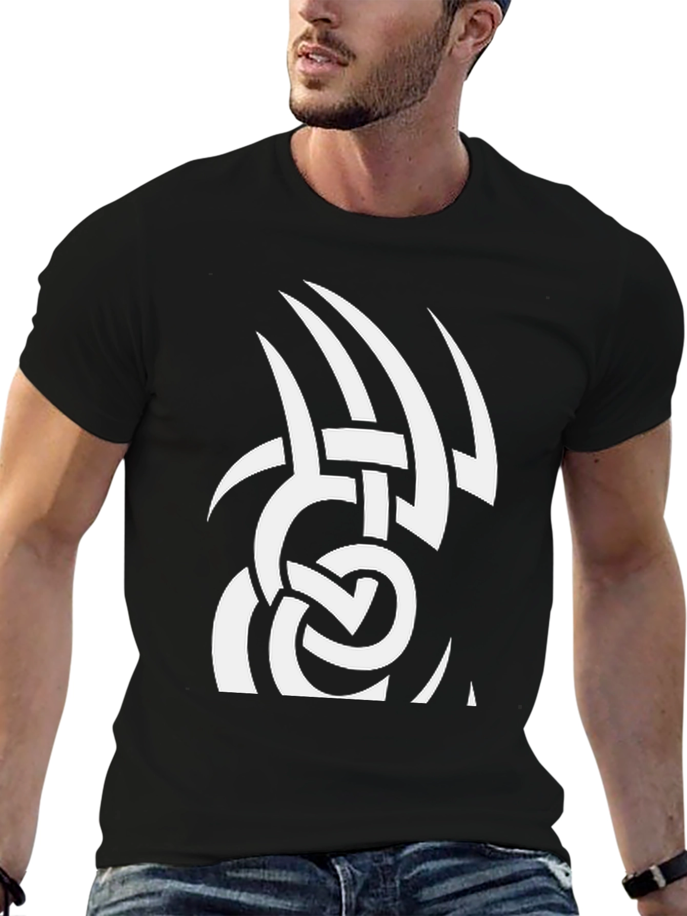 Black Tribal Tattoo Graphic Black Tee view 6