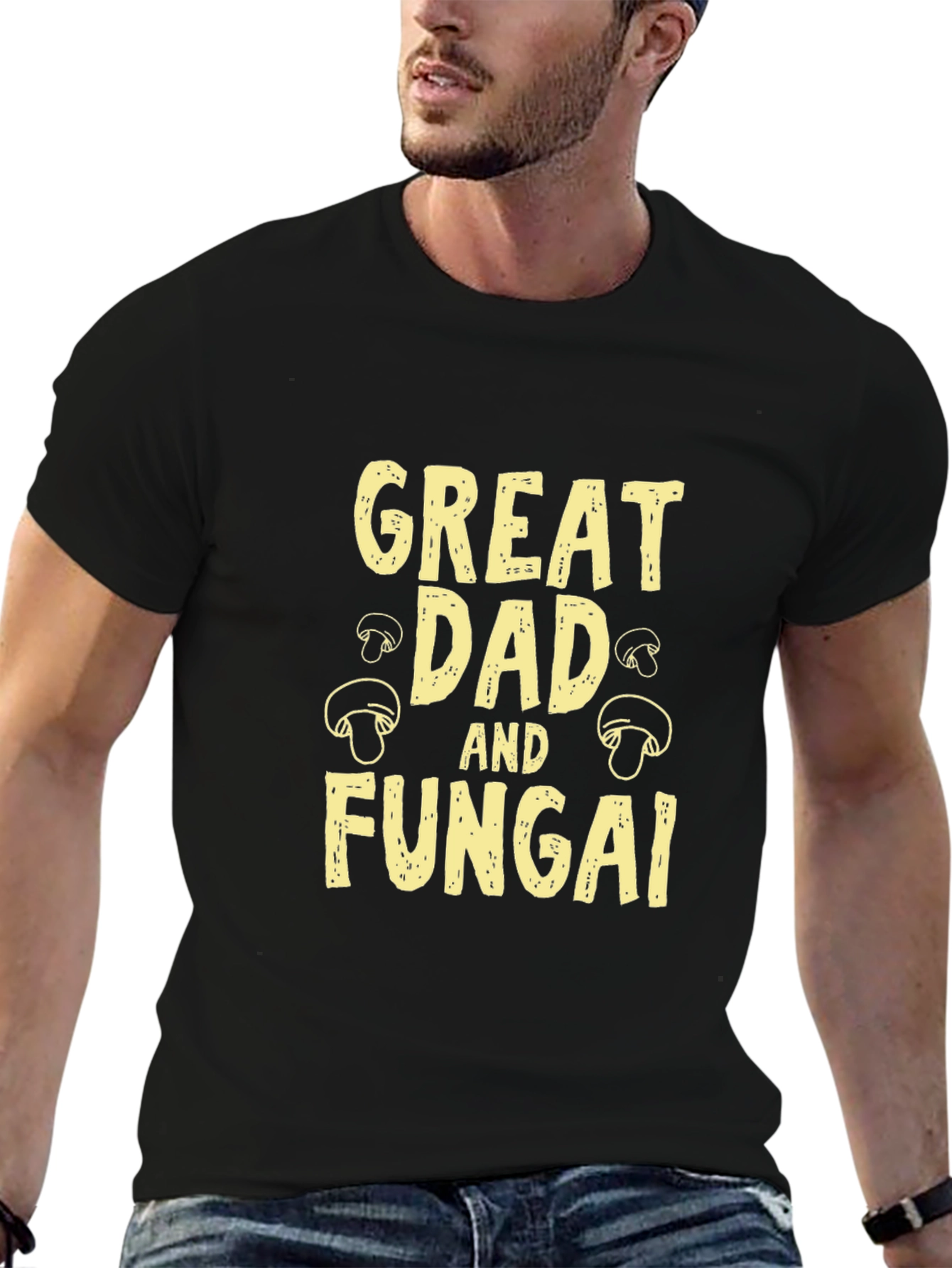 Black Great Dad and Fungai Graphic T-Shirt view 6