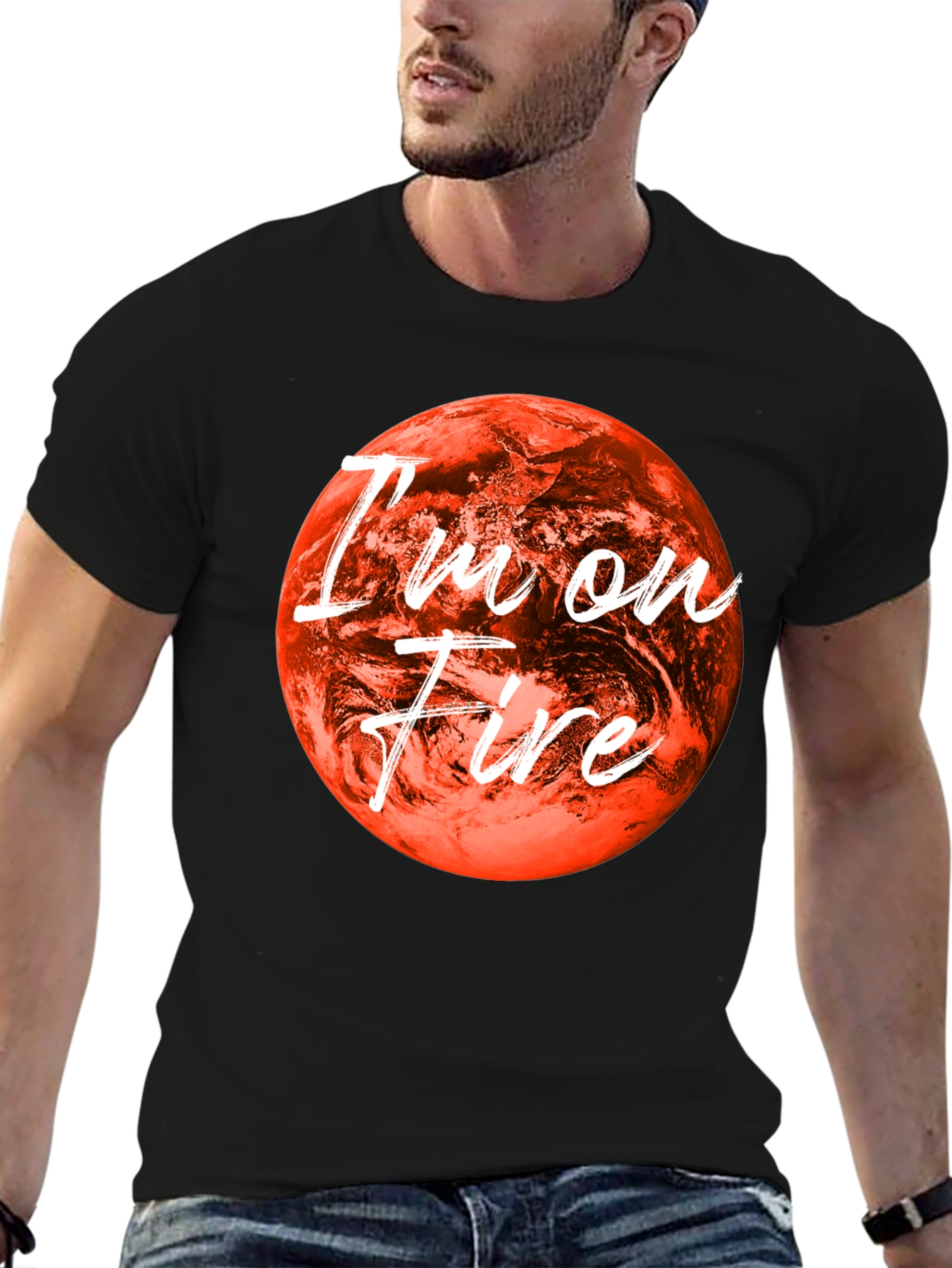 Black I'm On Fire Graphic Tee - Bold Statement Shirt view 6