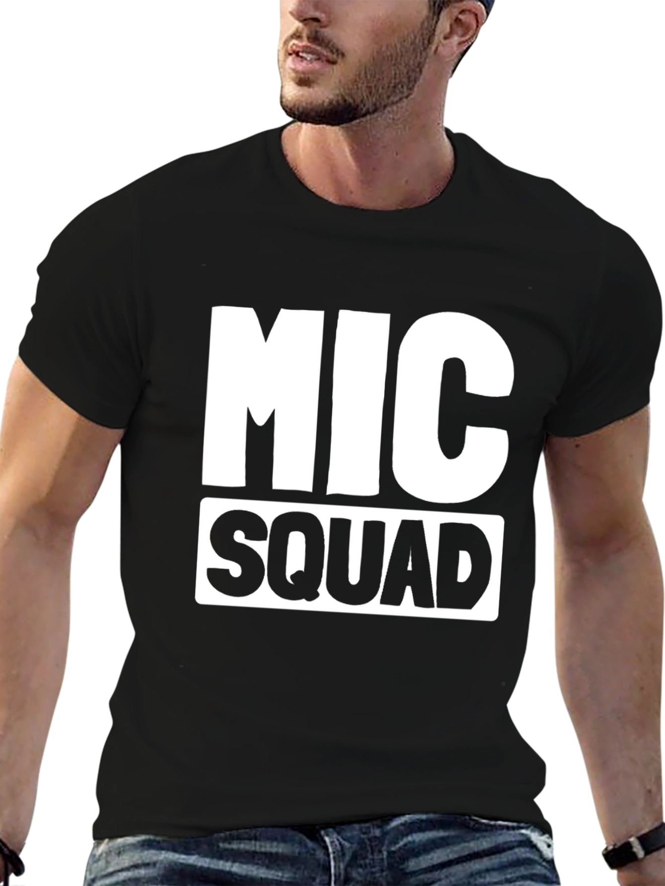 Black MIC Squad Graphic Tee - Bold Statement T-Shirt view 6