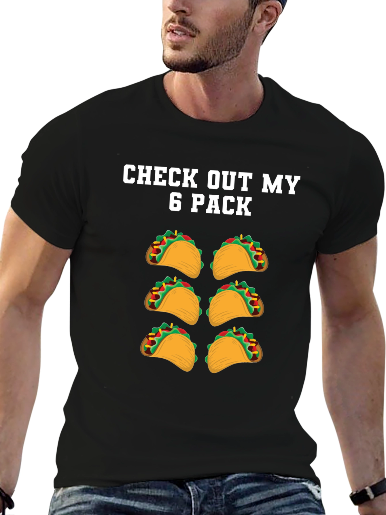 Black Funny Taco Six Pack T-Shirt view 6