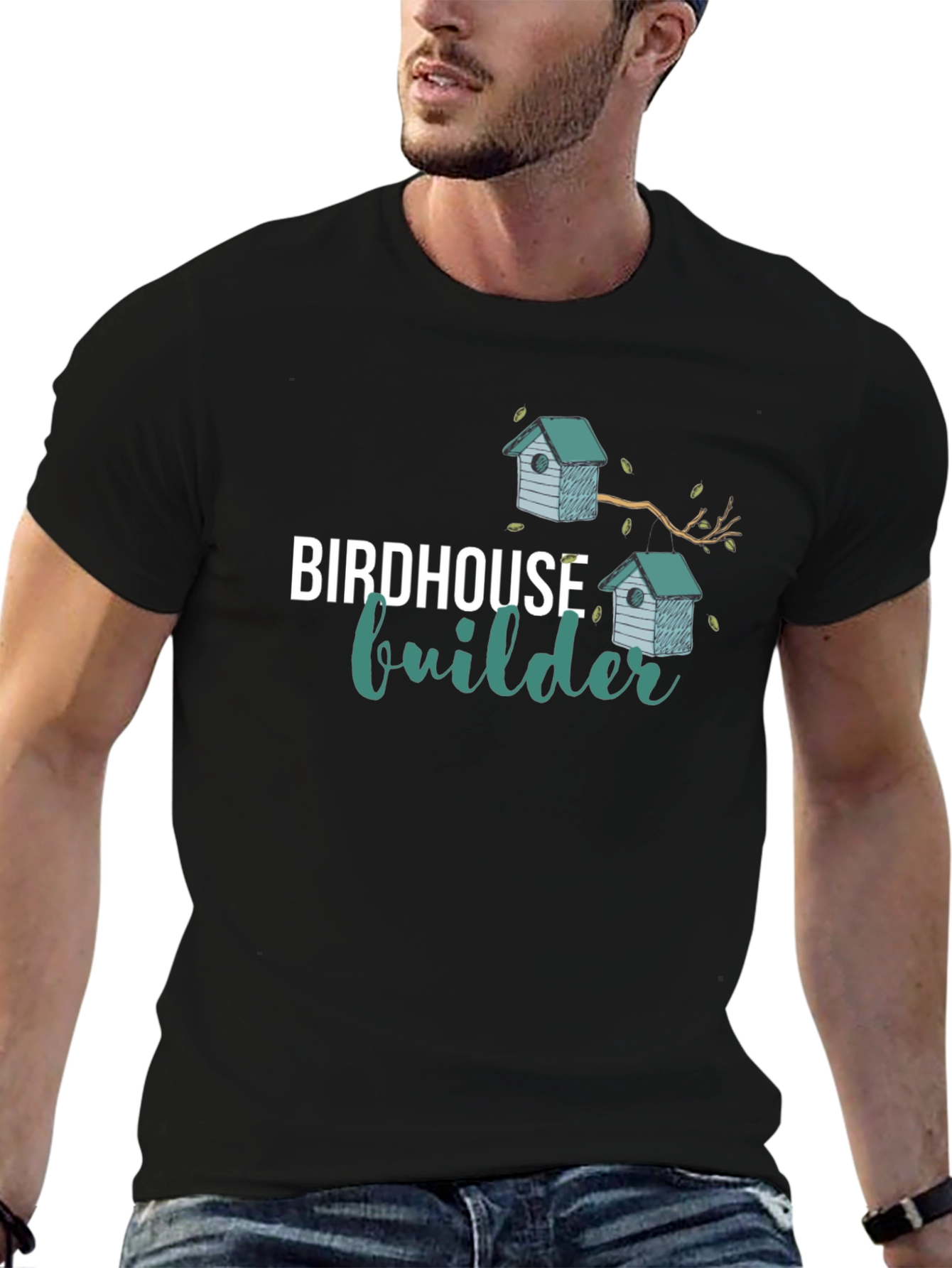 Black Birdhouse Builder Black T-Shirt view 6