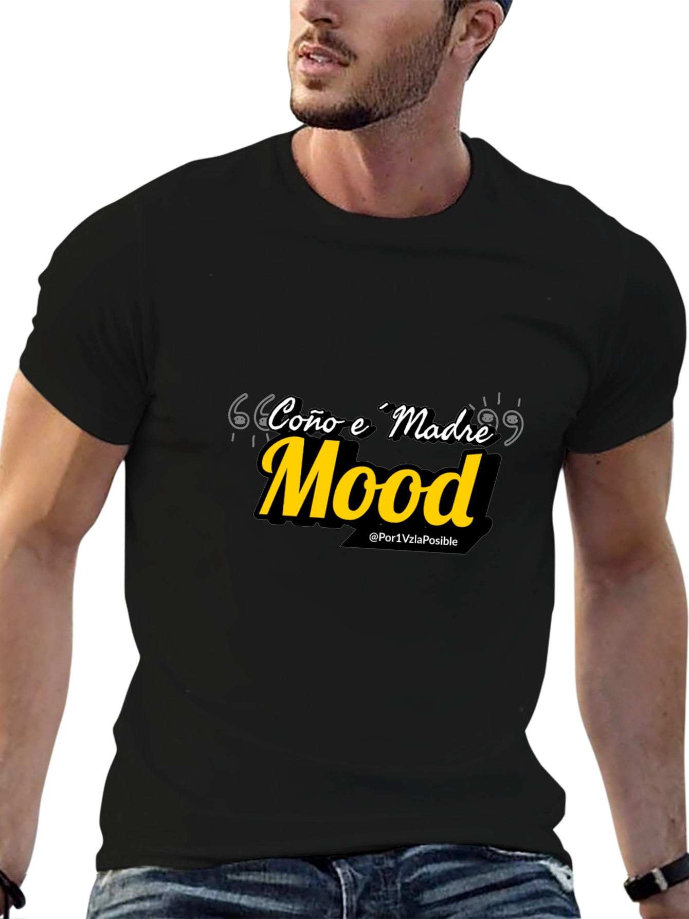 Black Coño e Madre Mood T-Shirt - Black Cotton Blend Tee view 6