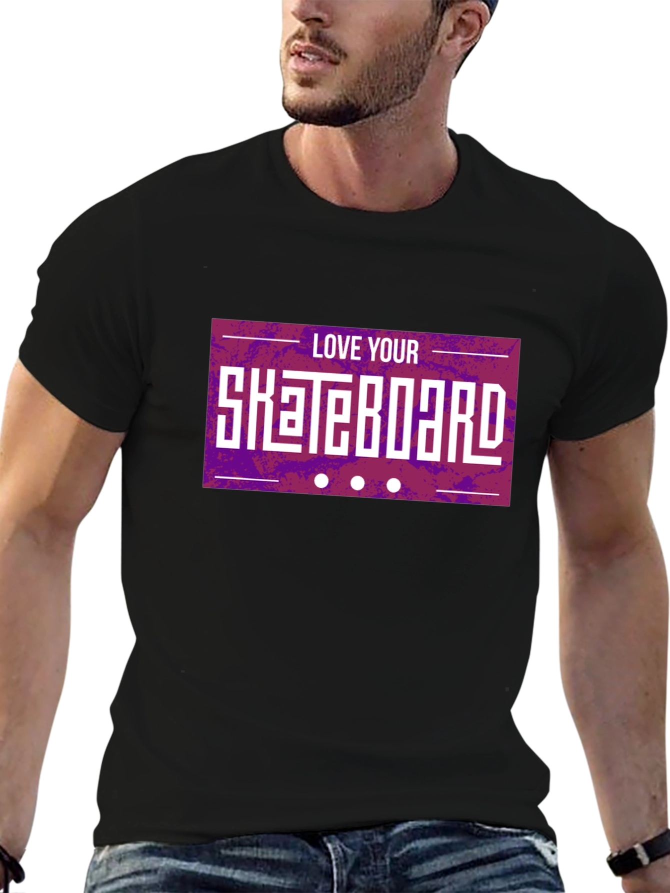 Black Love Your Skateboard Graphic T-Shirt view 6