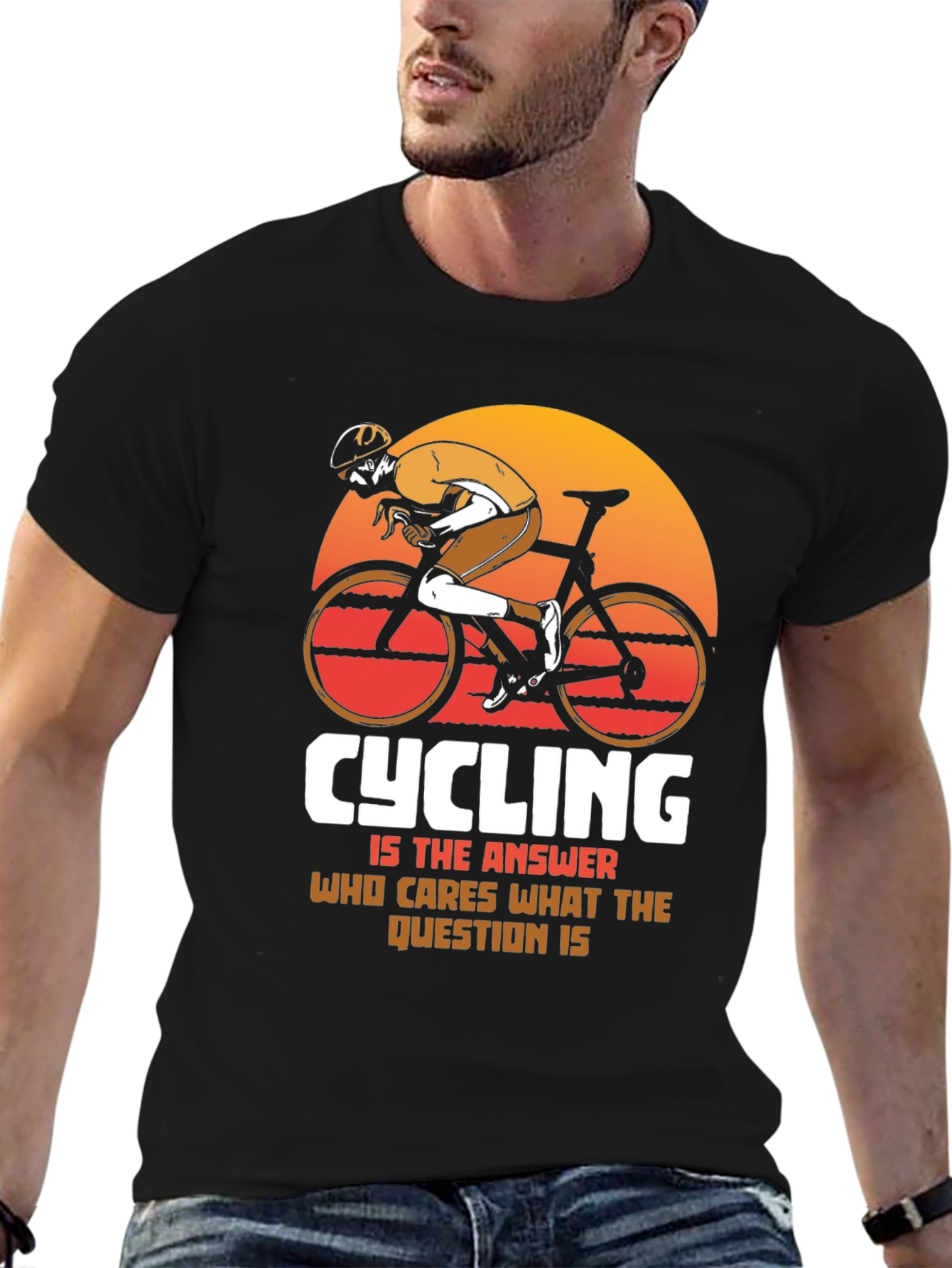 Black Cycling is the Answer Graphic Tee view 6