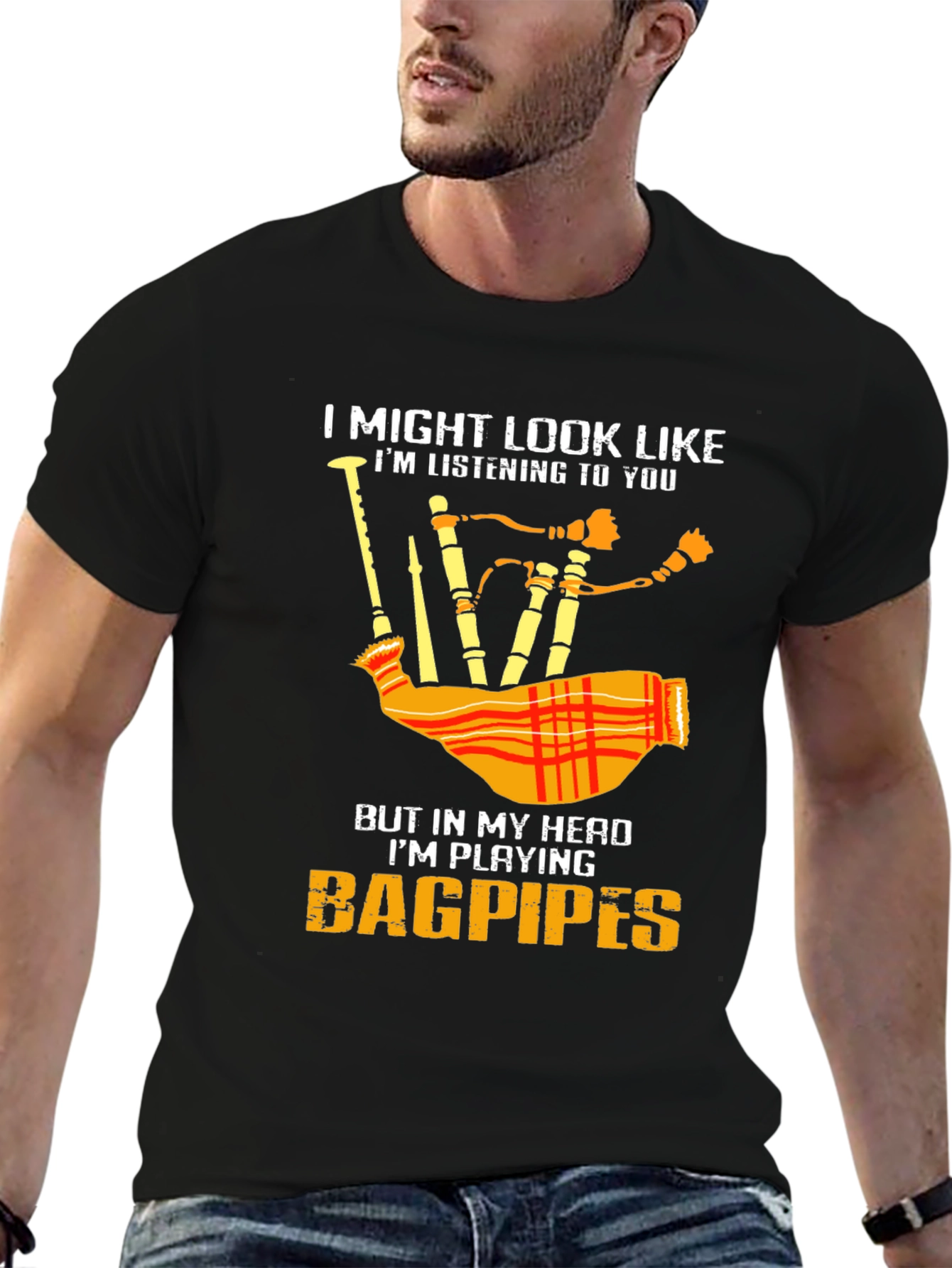Black Bagpipes T-Shirt - Musician Tee view 6