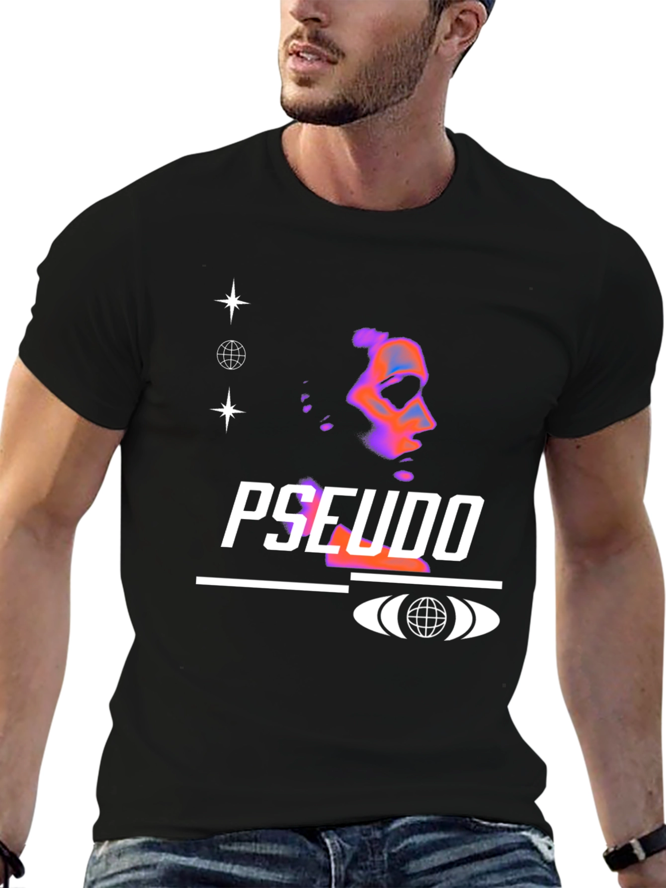 Black Pseudo Graphic Black T-Shirt view 6