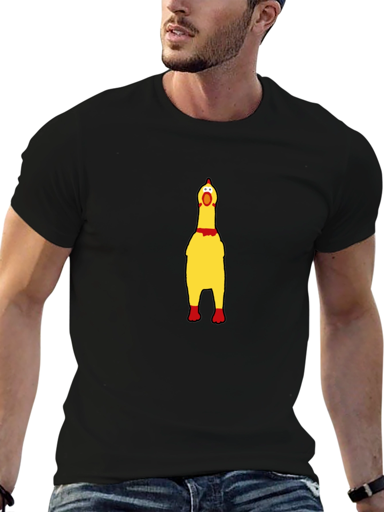 Black Squawking Chicken T-Shirt - Novelty Humor Tee view 6