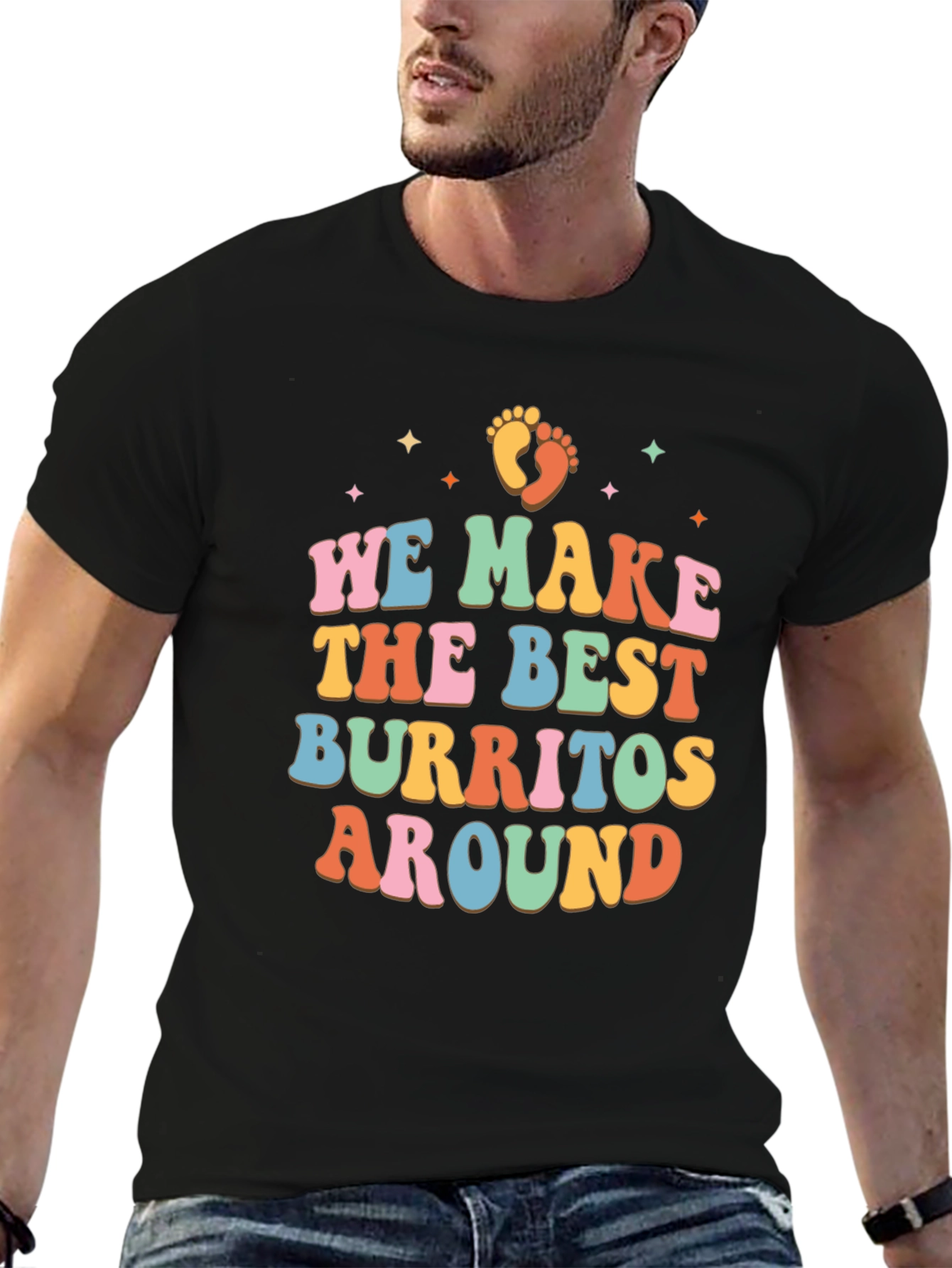 Black We Make the Best Burritos Around Retro T-Shirt view 6