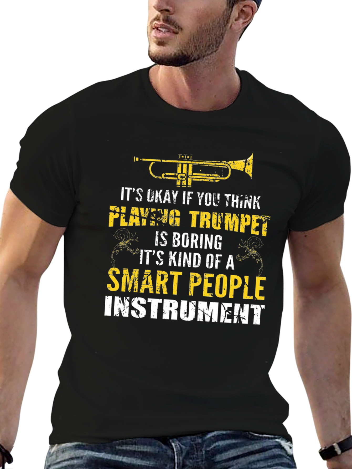 Black Trumpet Player T-Shirt: Smart People Instrument! view 6