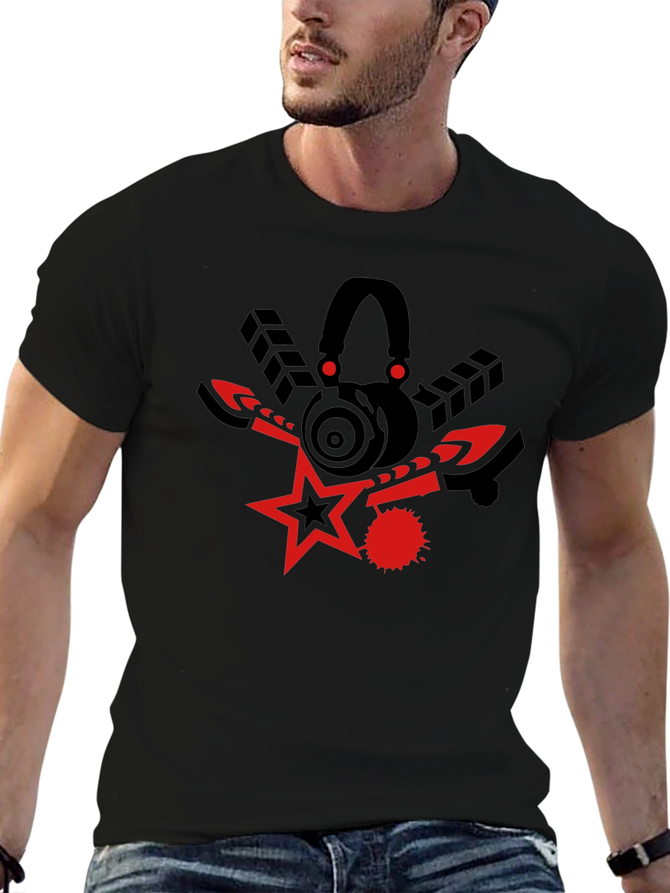 Black Red Star Graphic Tee view 6