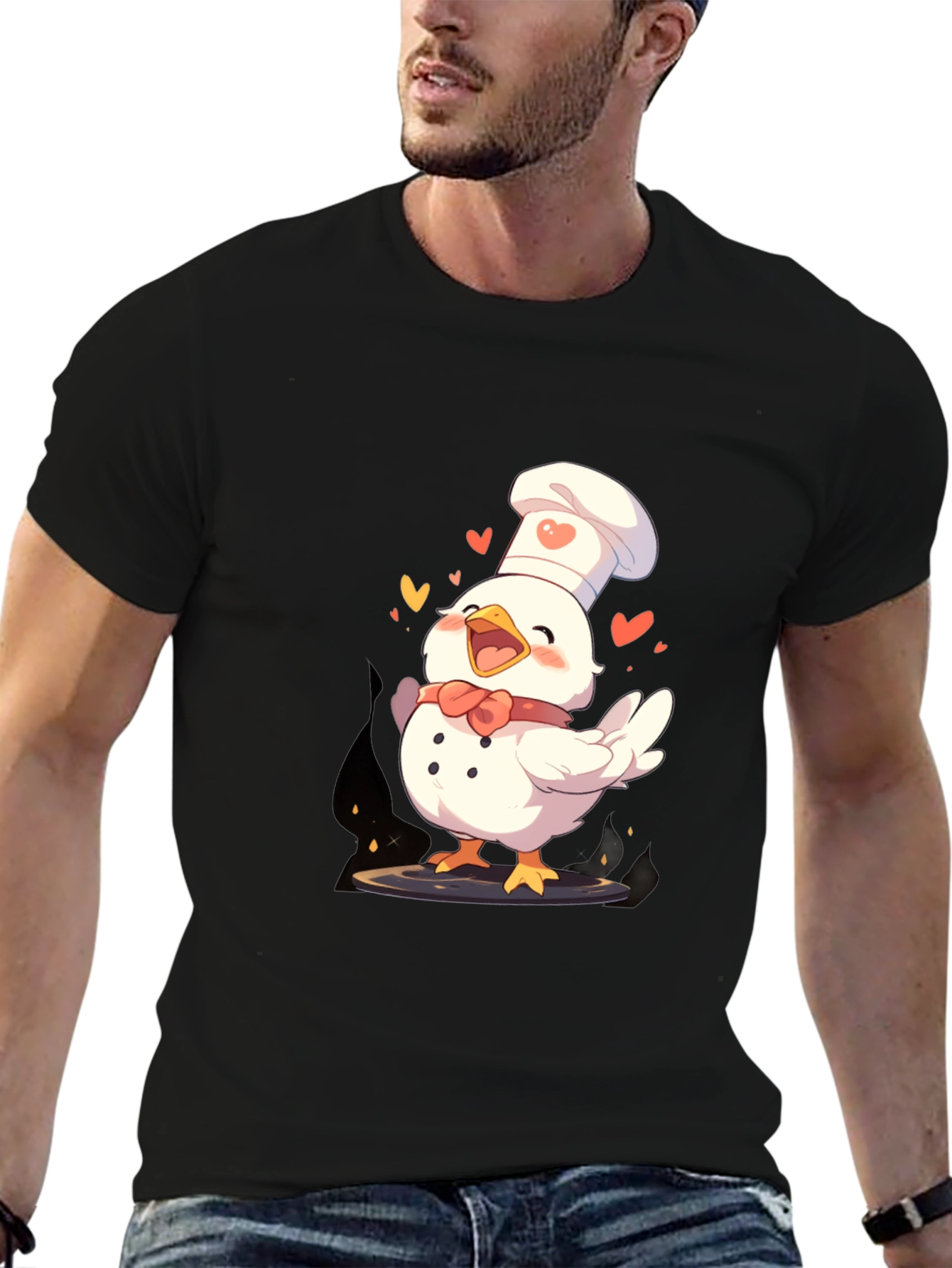 Black Chef Chicken Graphic Tee - Fun Cooking Shirt view 6