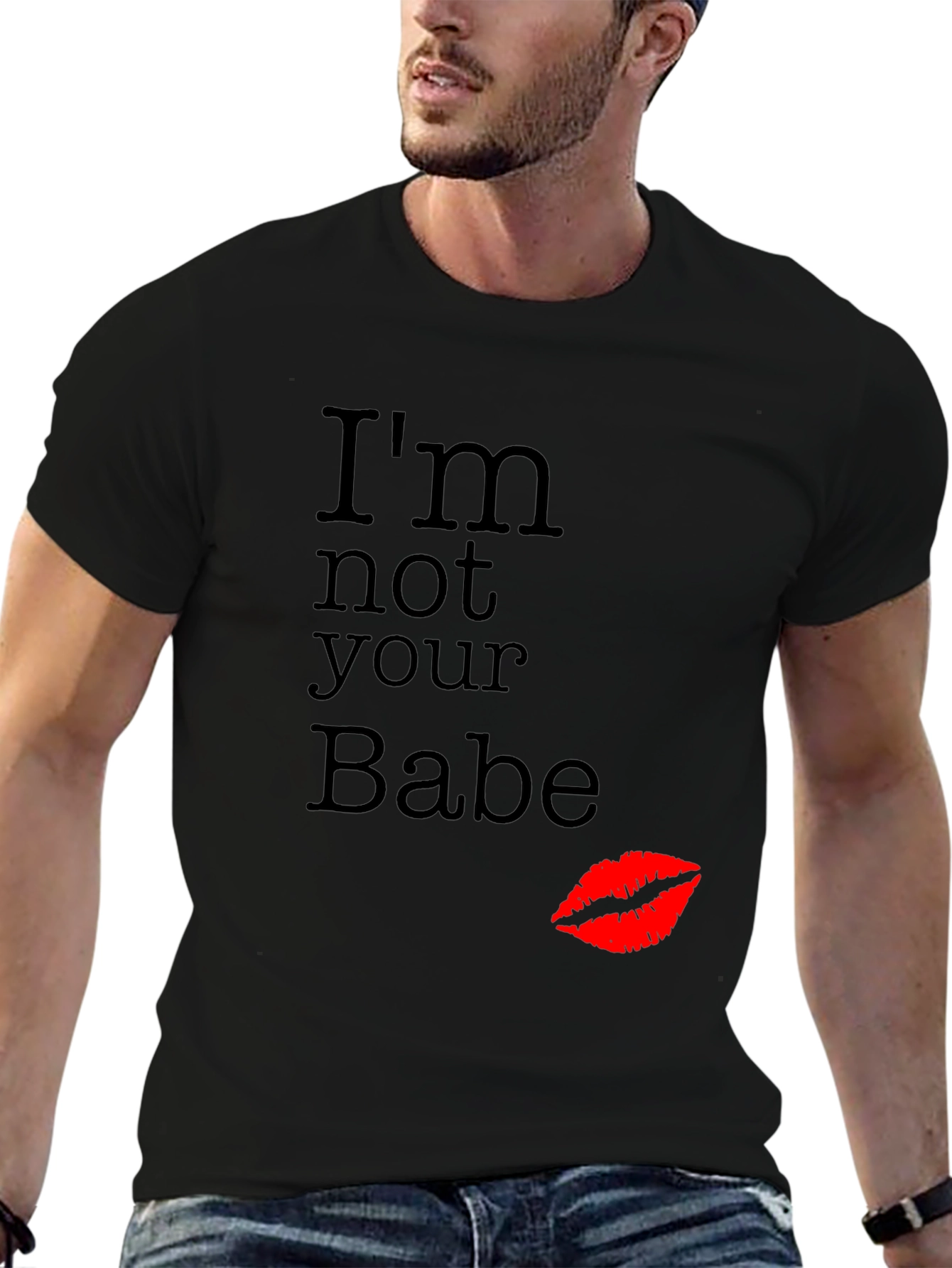 Black I'm Not Your Babe Graphic T-Shirt view 6