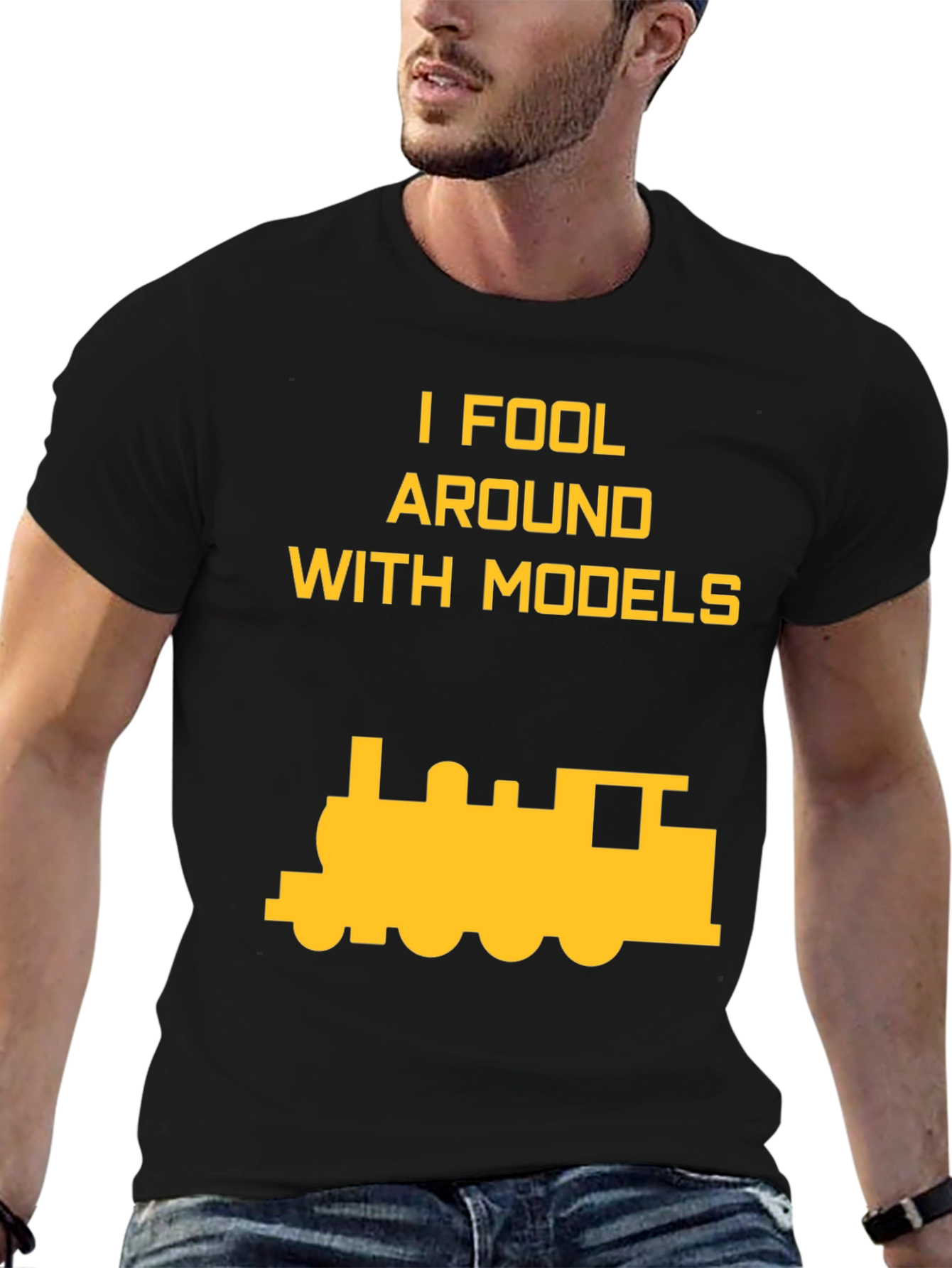 Black I Fool Around with Models Train T-Shirt view 6