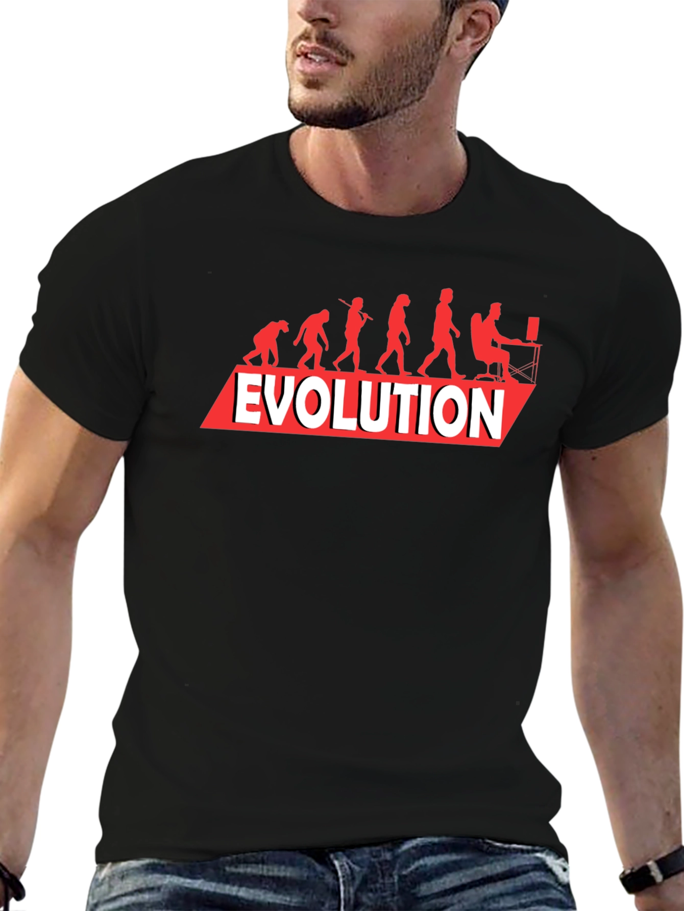 Black Evolution of Man T-Shirt - Funny Geeky Gamer Tee view 6