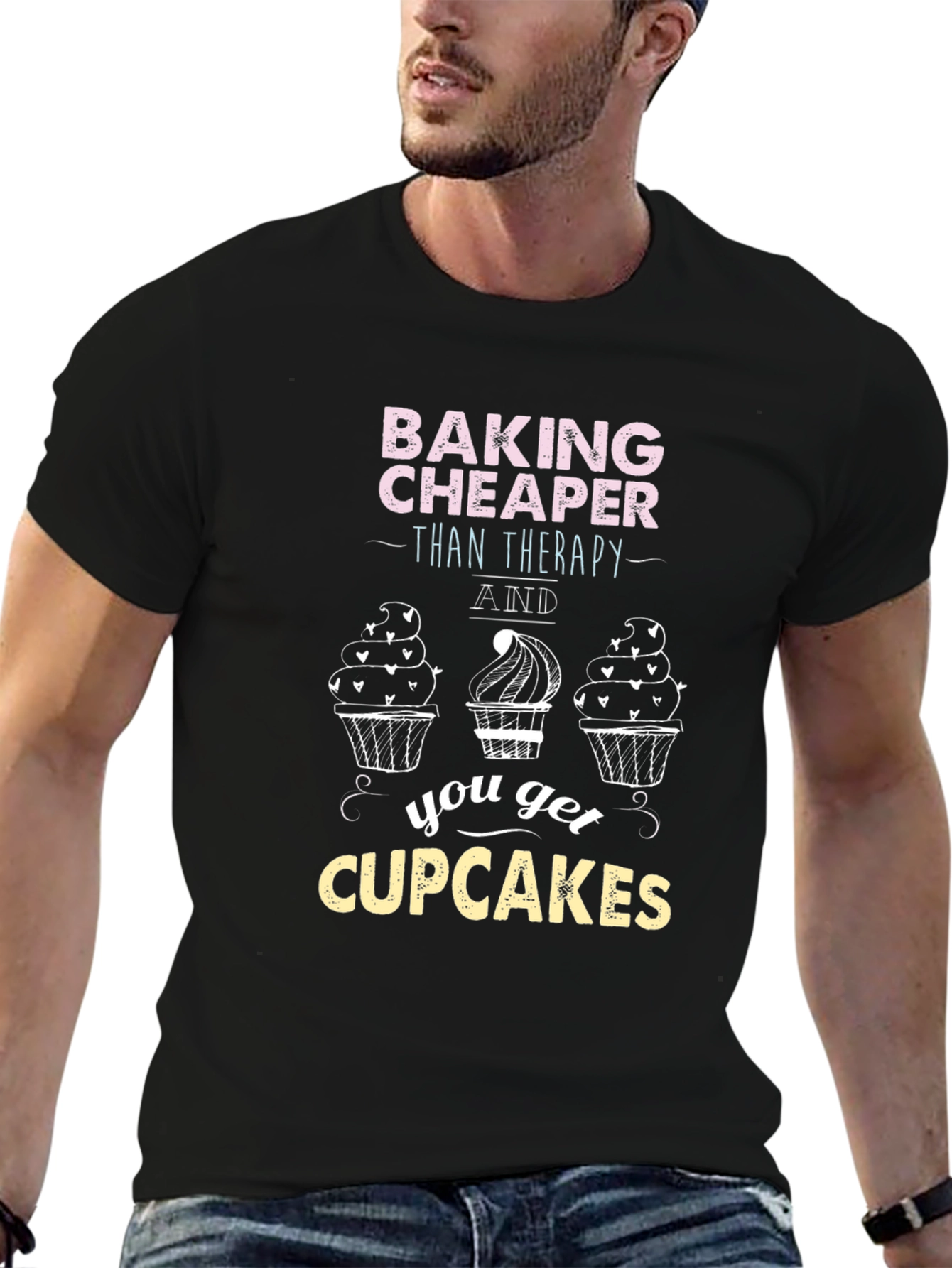 Black Baking Cheaper Than Therapy Graphic Tee view 6