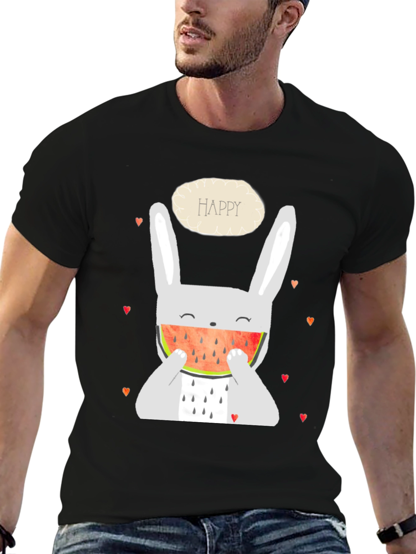 Black Happy Bunny Watermelon Graphic Tee - Black view 6