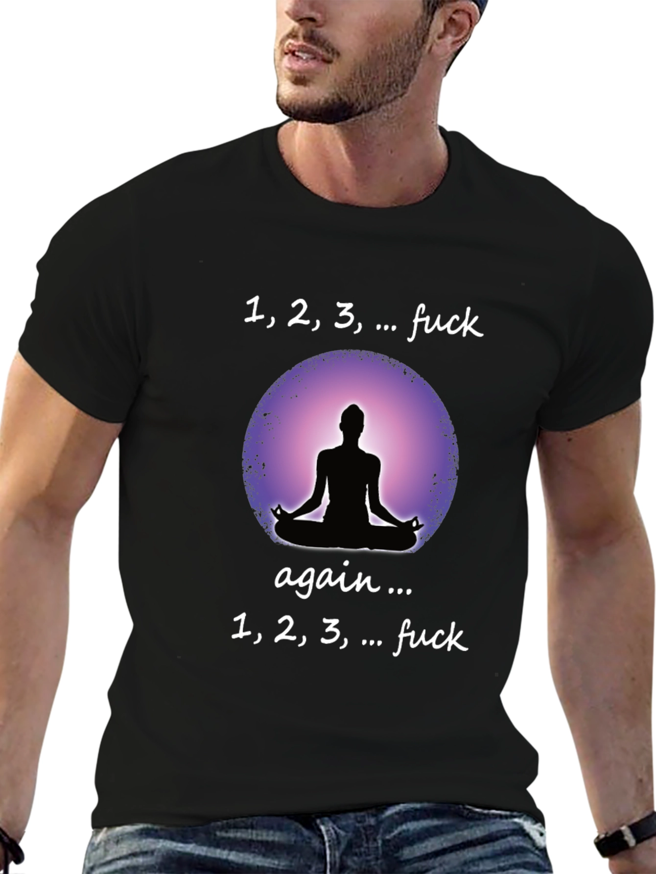Black Funny Yoga T-Shirt - Meditation Humor Tee view 6