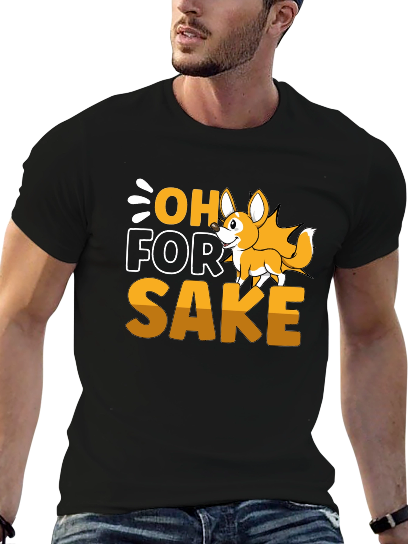 Black Oh For Fox Sake T-Shirt - Funny Animal Tee view 6