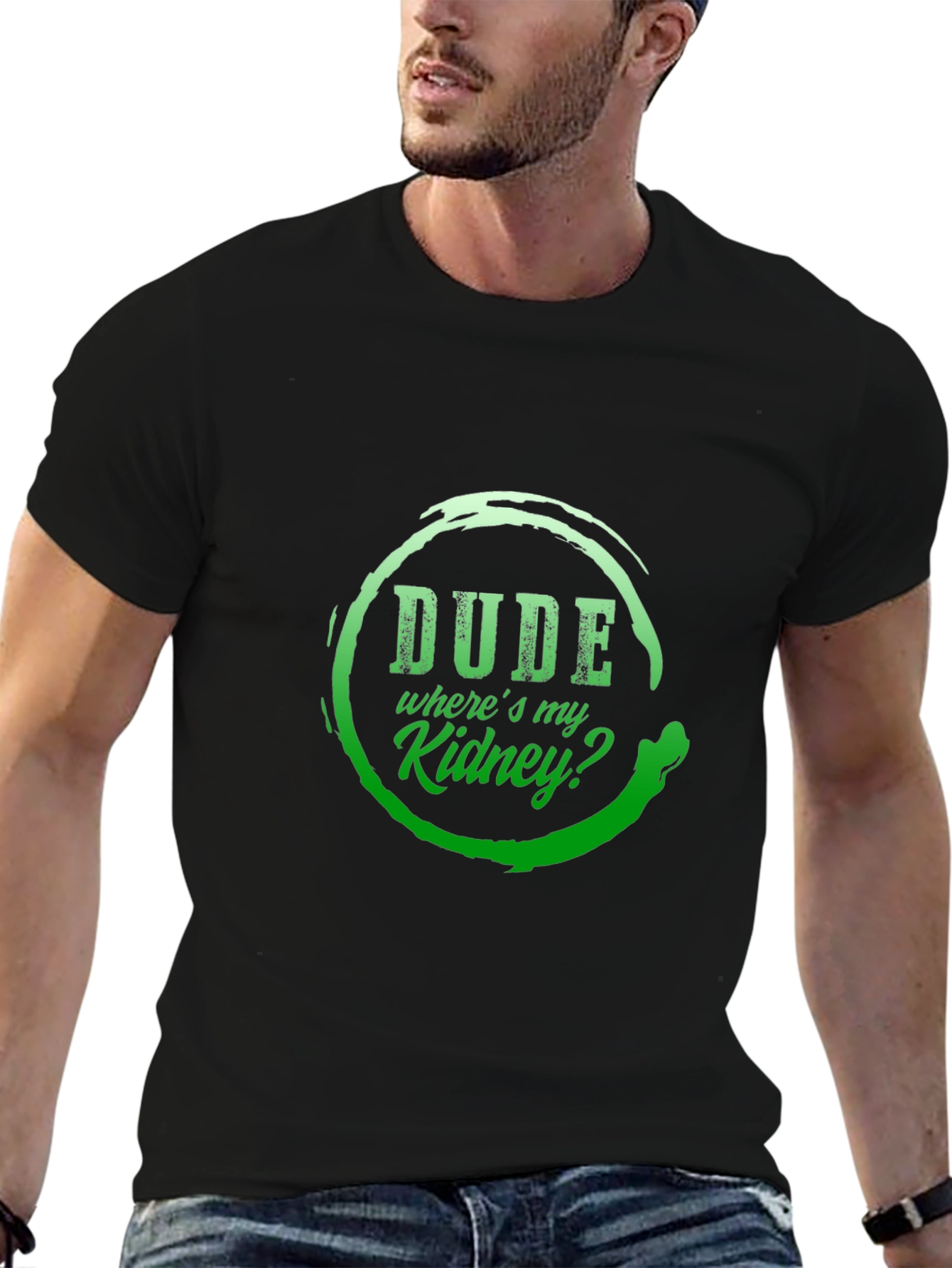 Black Dude Where's My Kidney? Graphic T-Shirt view 6