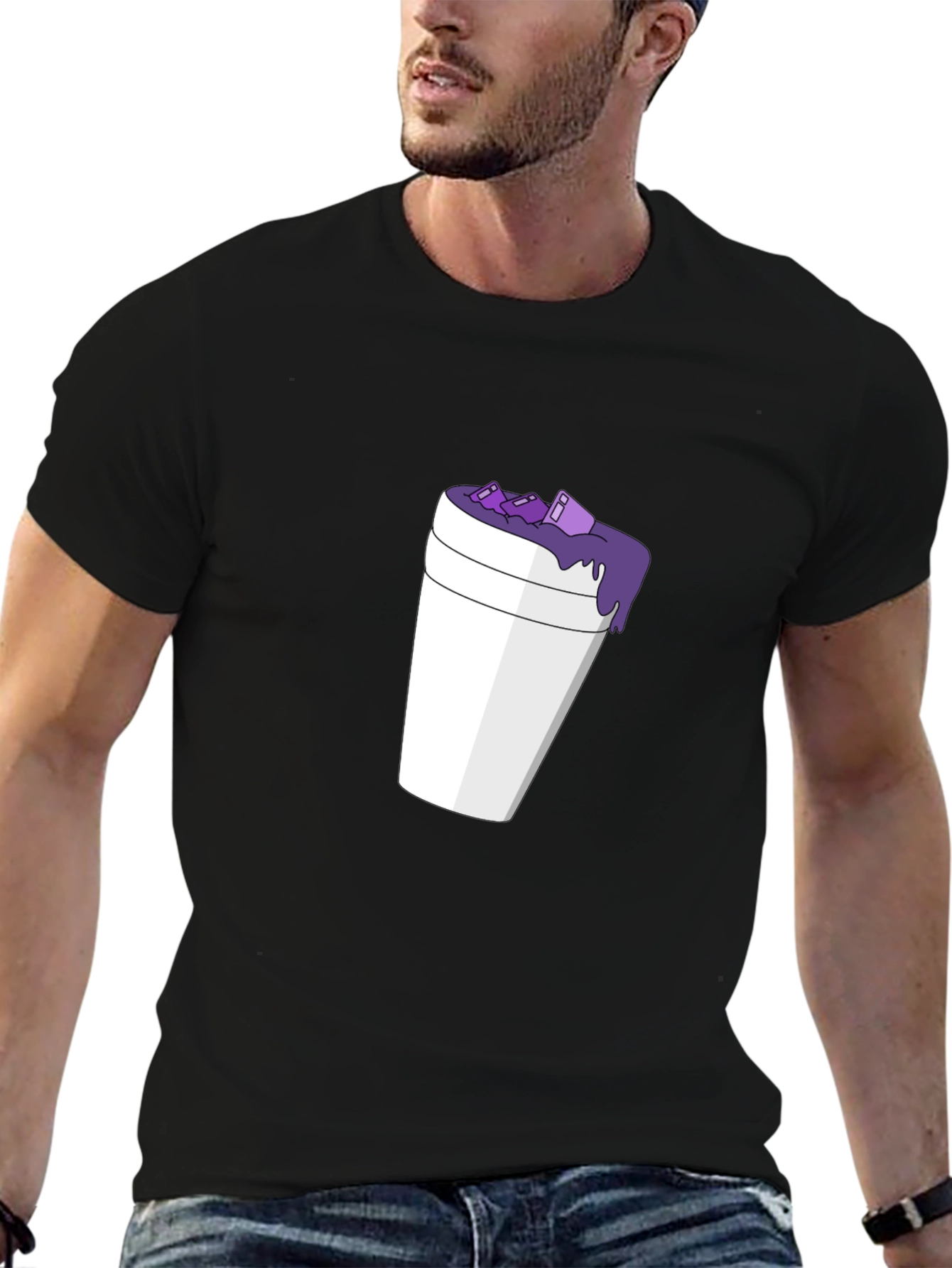 Black Purple Drank T-Shirt - Casual Graphic Tee view 6